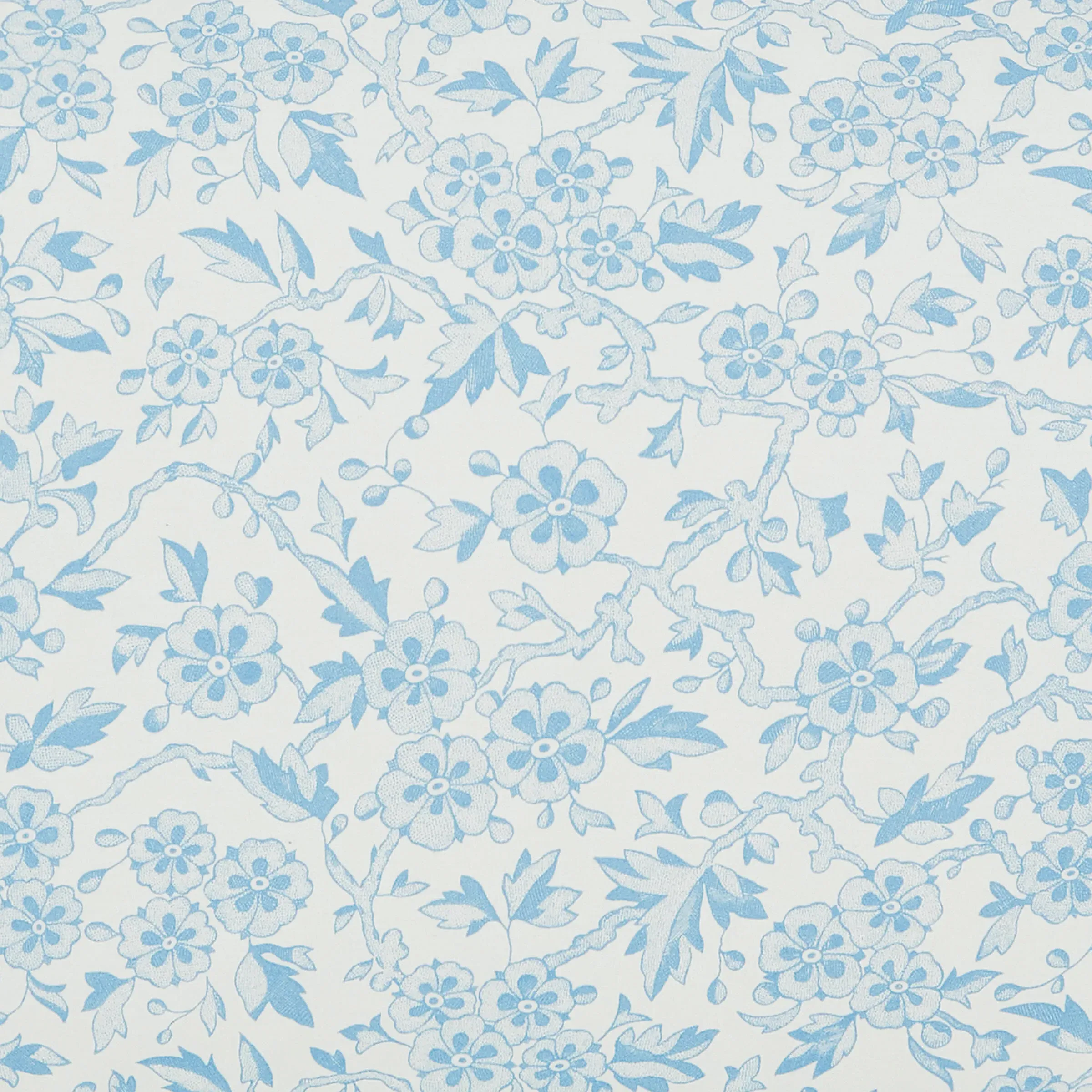 Rectangular Cushion with Floral Print - Light Blue