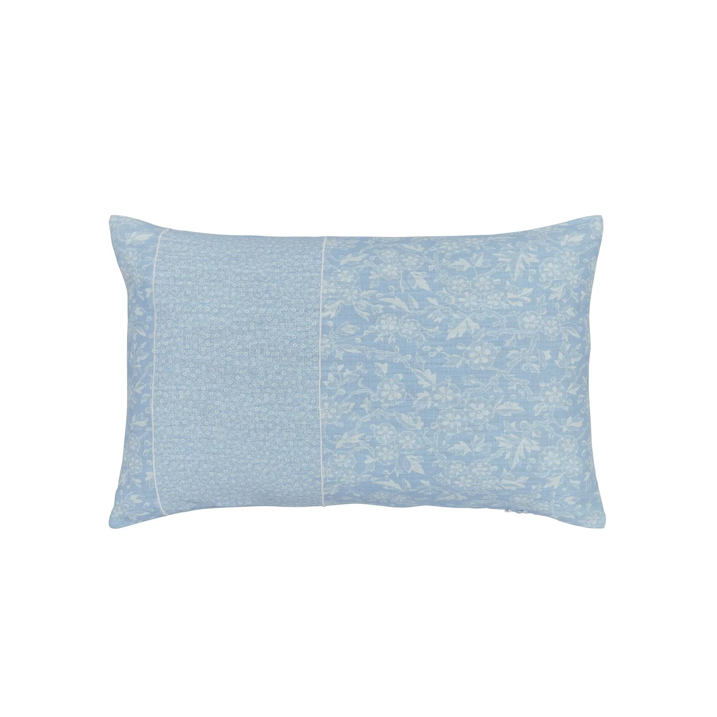 Rectangular Cushion with Floral Print - Light Blue image