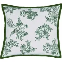Square Cushion with Piped Edge - Green, Cotton