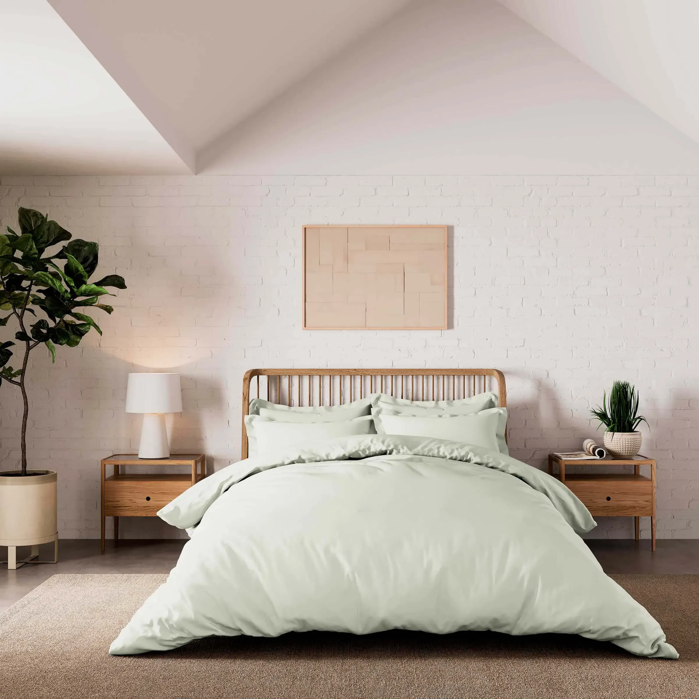 Double Duvet Cover 500 Thread Count - Sage, Cotton