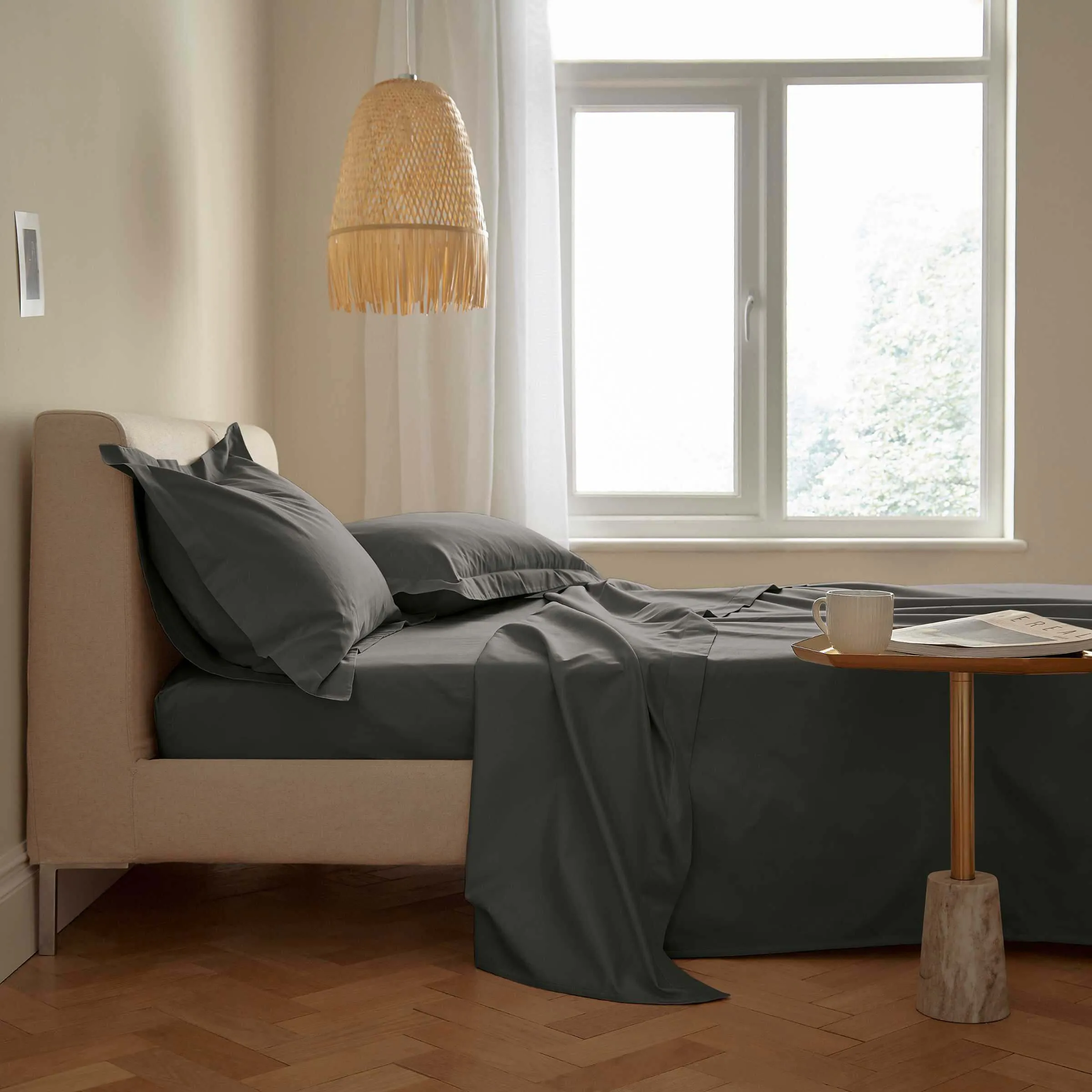 Double Flat Sheet 500 Thread Count - Grey, Cotton