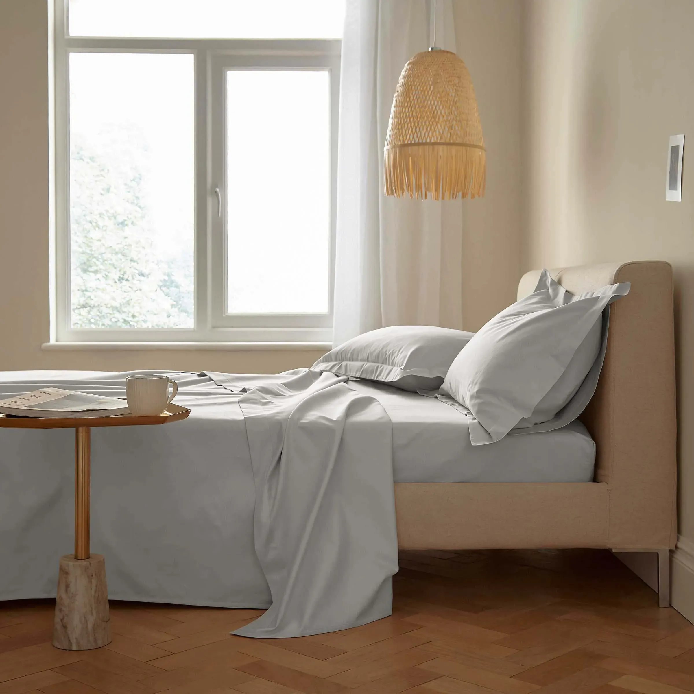 Double Flat Sheet 500 Thread Count - Silver, Cotton