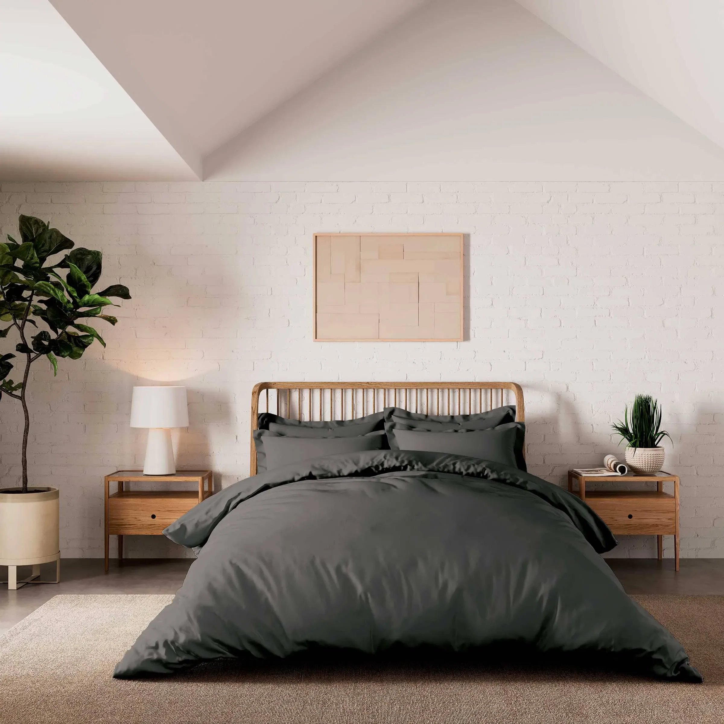 King Size Duvet Cover 500 Thread Count - Grey, Cotton