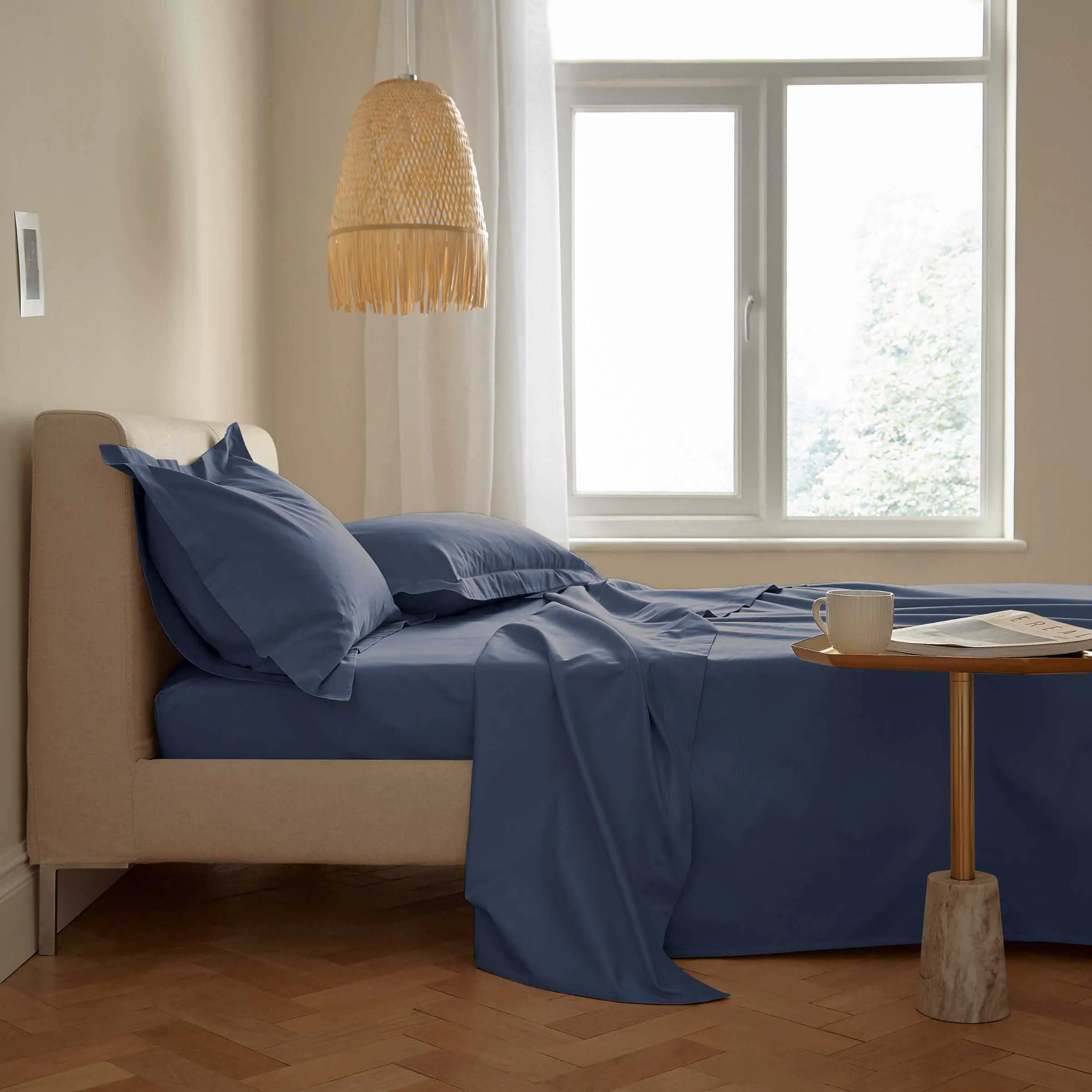 King Size Flat Sheet 500 Thread Count - Navy