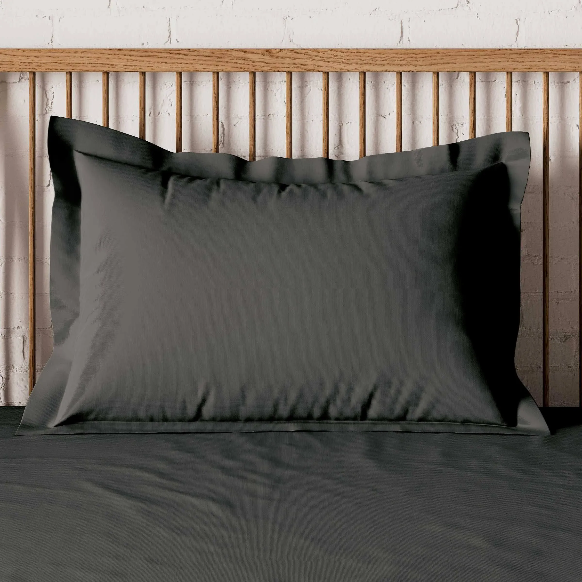 Pair Oxford Pillowcases 500 Thread - Grey, Cotton