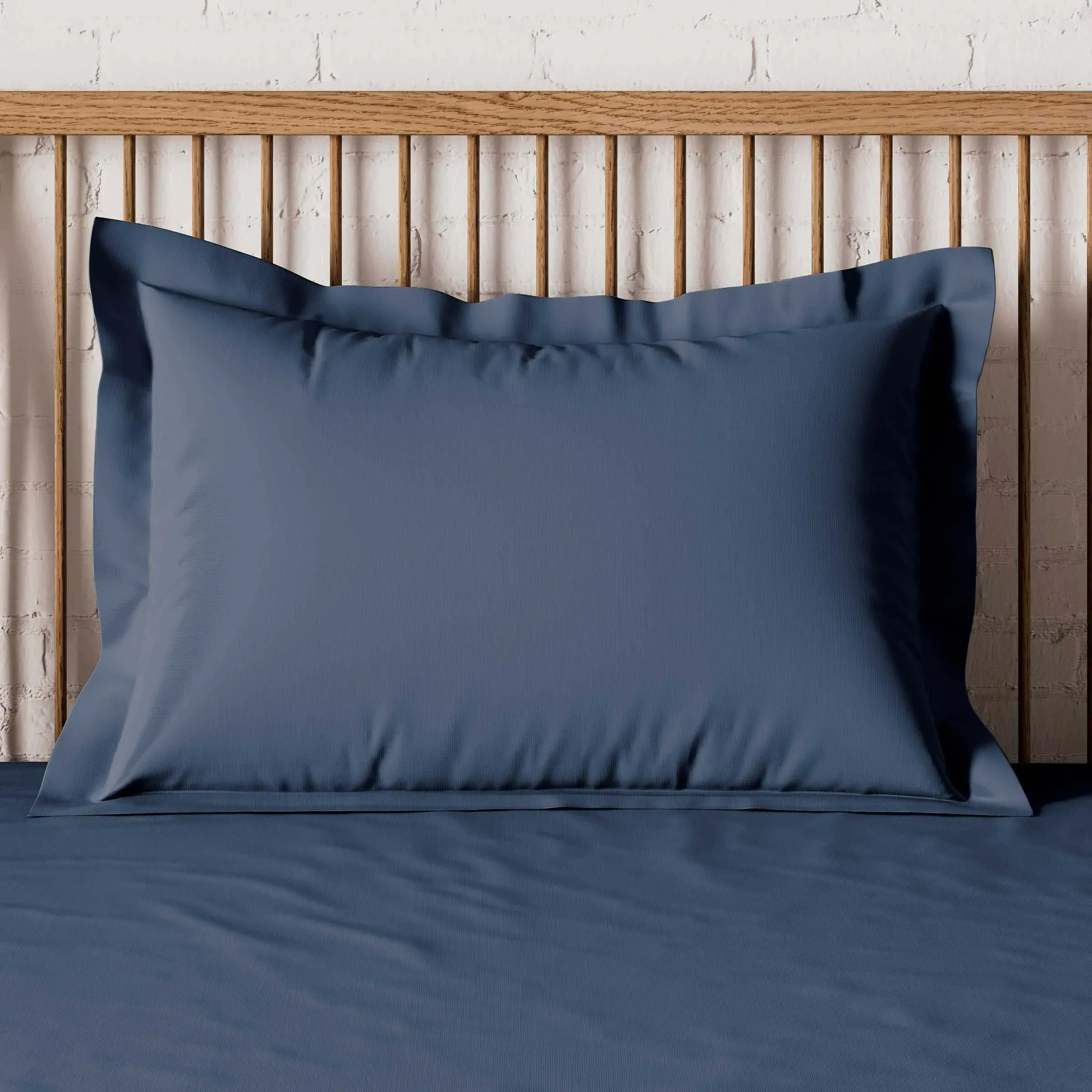 Pair Oxford Pillowcases 500 Thread - Navy, Cotton