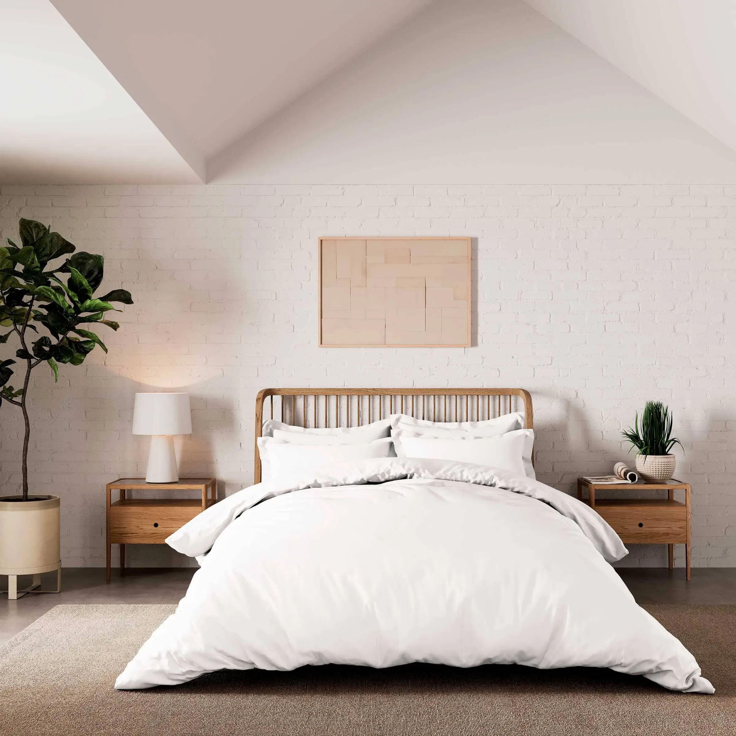 Pair Oxford Pillowcases 500 Thread - White, Cotton