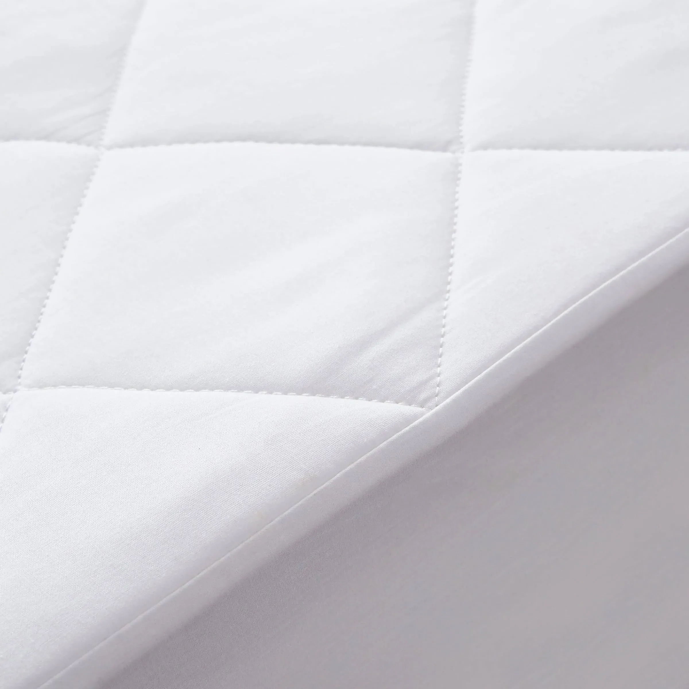 Quilted Single Size Mattress Protector - White alternate view