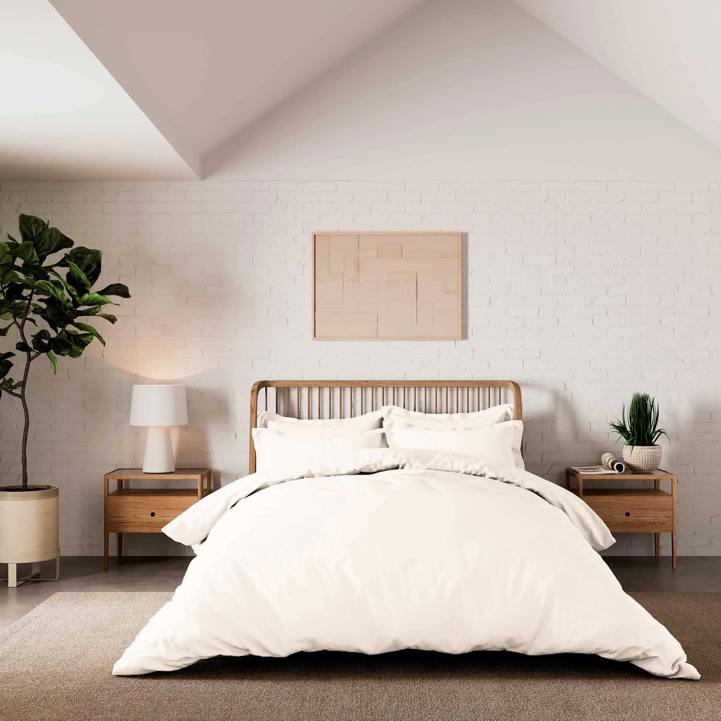 Single Duvet Cover 500 Thread Count - Cream, Cotton alternate view