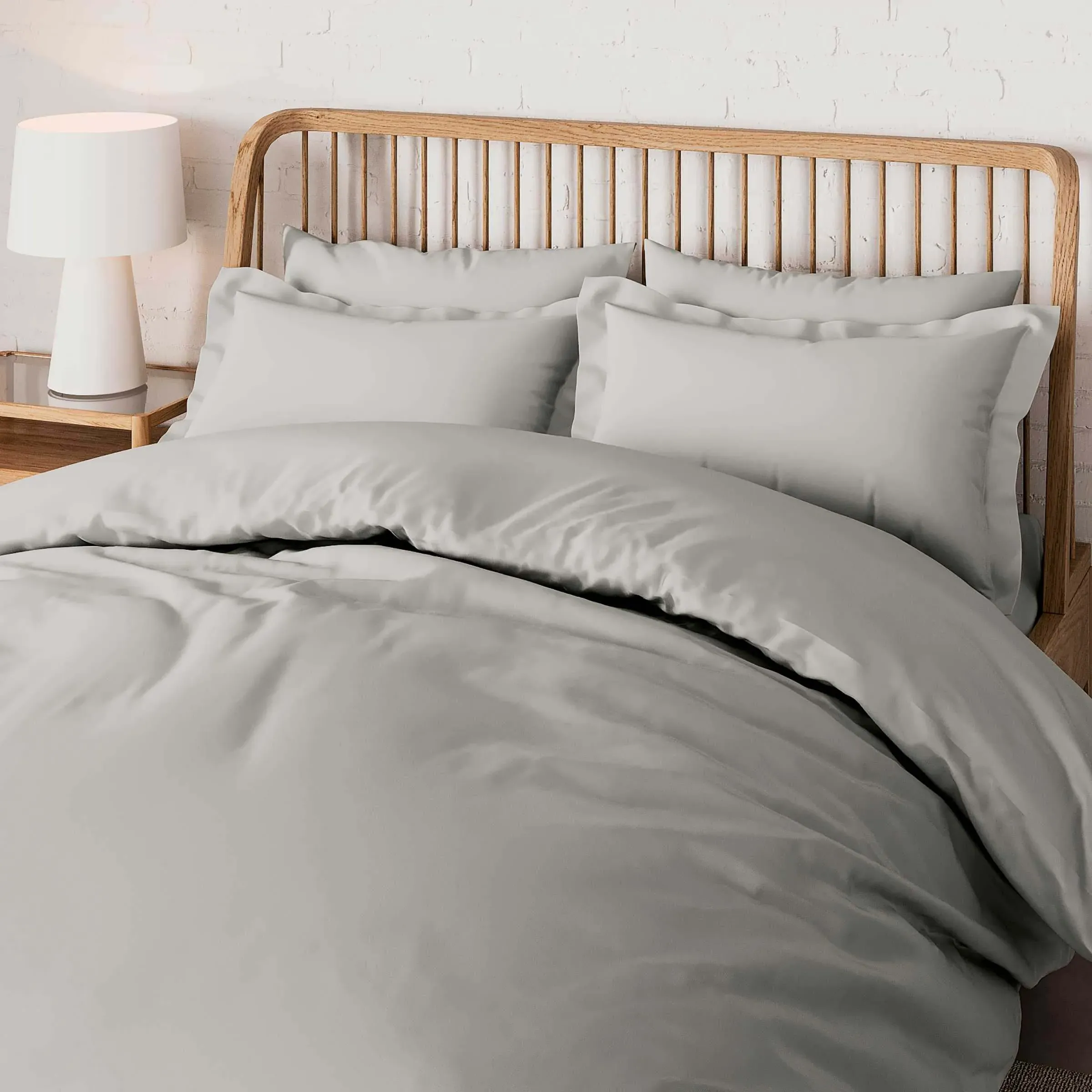 Super King Duvet Cover 500 Thread Count - Silver, Cotton