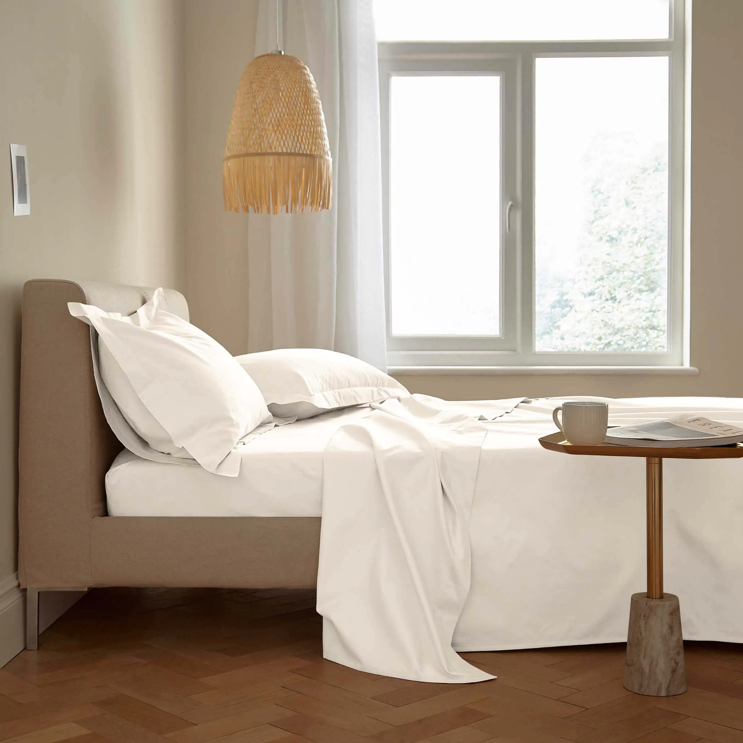 Super King Flat Sheet 500 Thread Count - Cream, Cotton