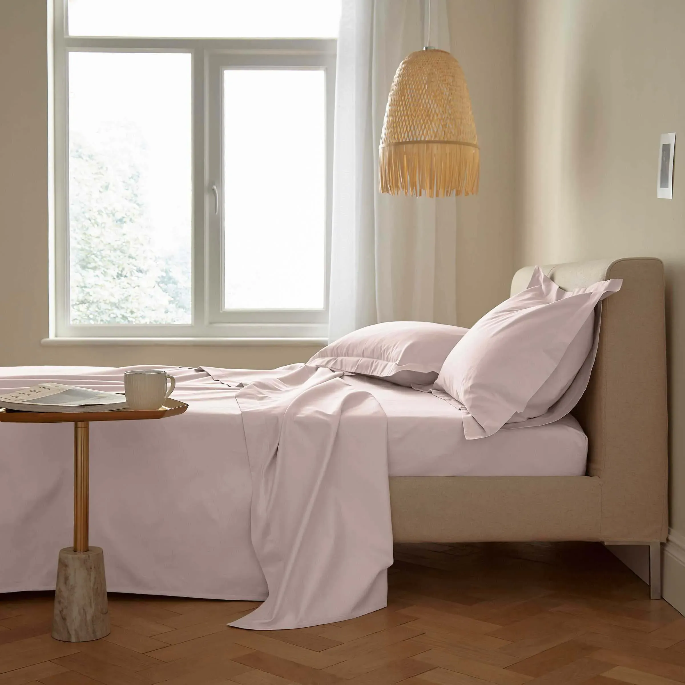 Super King Flat Sheet 500 Thread Count - Pink, Cotton