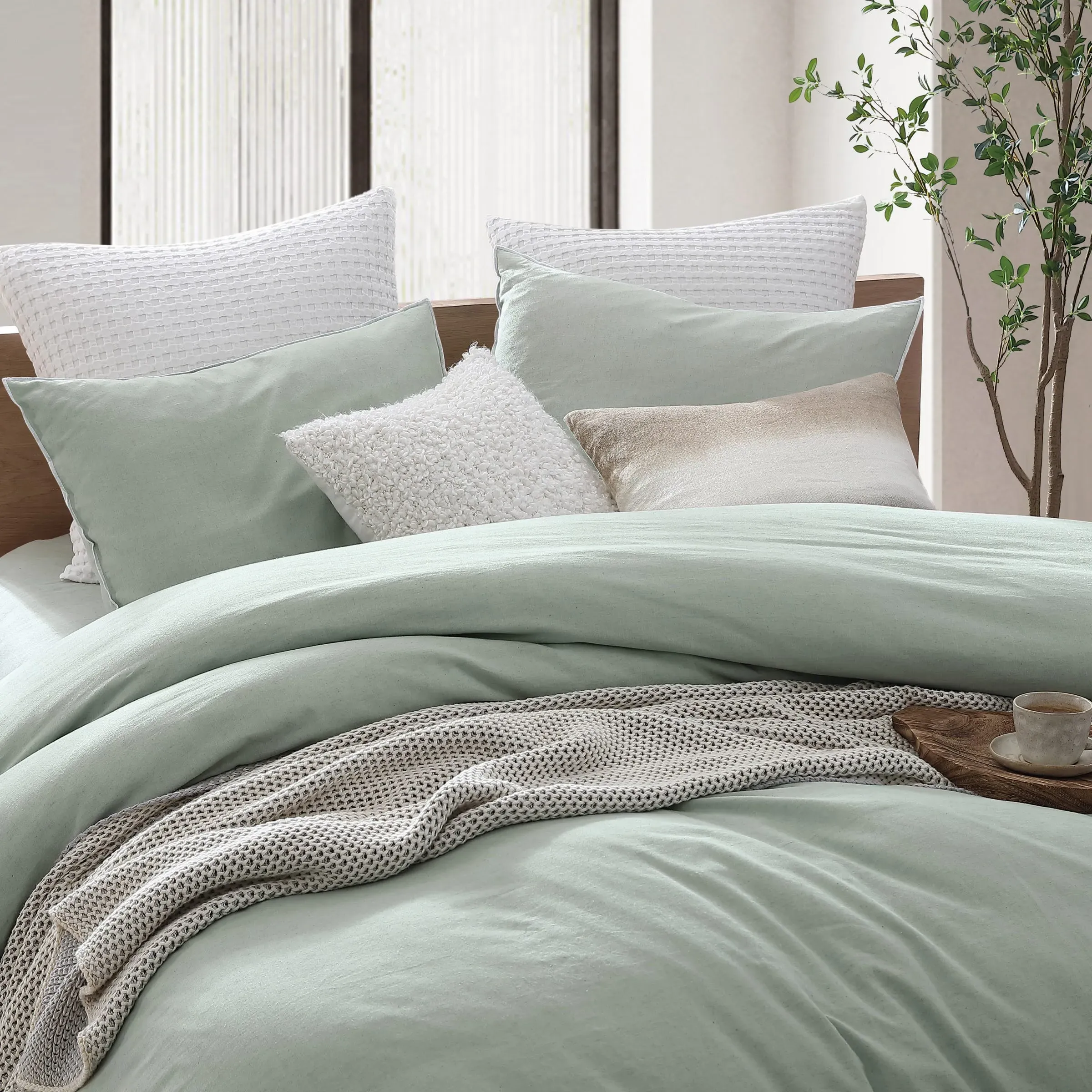 Super King Duvet Cover Set - Sage, Linen image