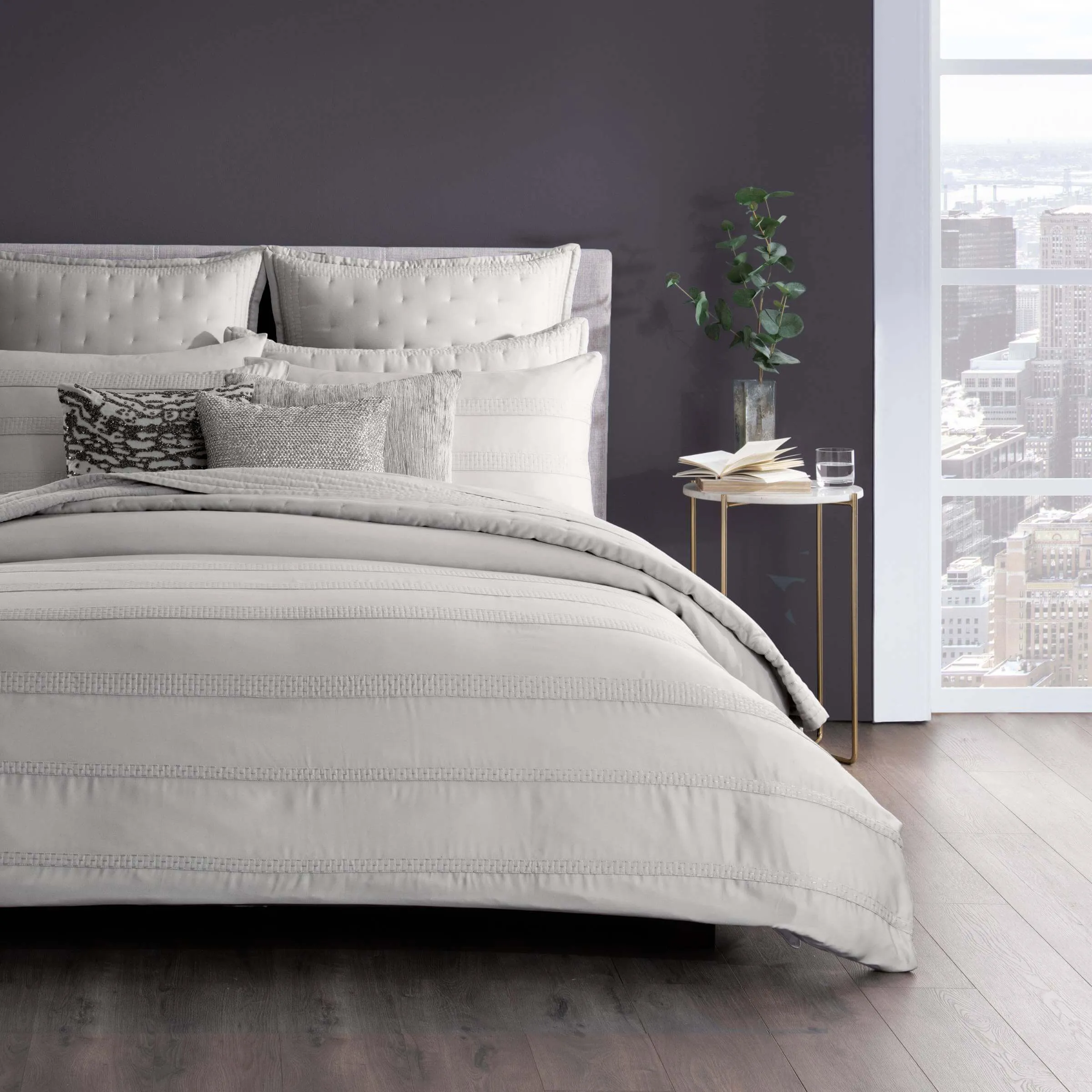 Double Duvet Cover Silky Stripe - Platinum