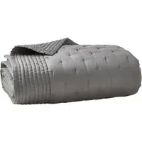 Double Quilted Throw - Charcoal, Silk