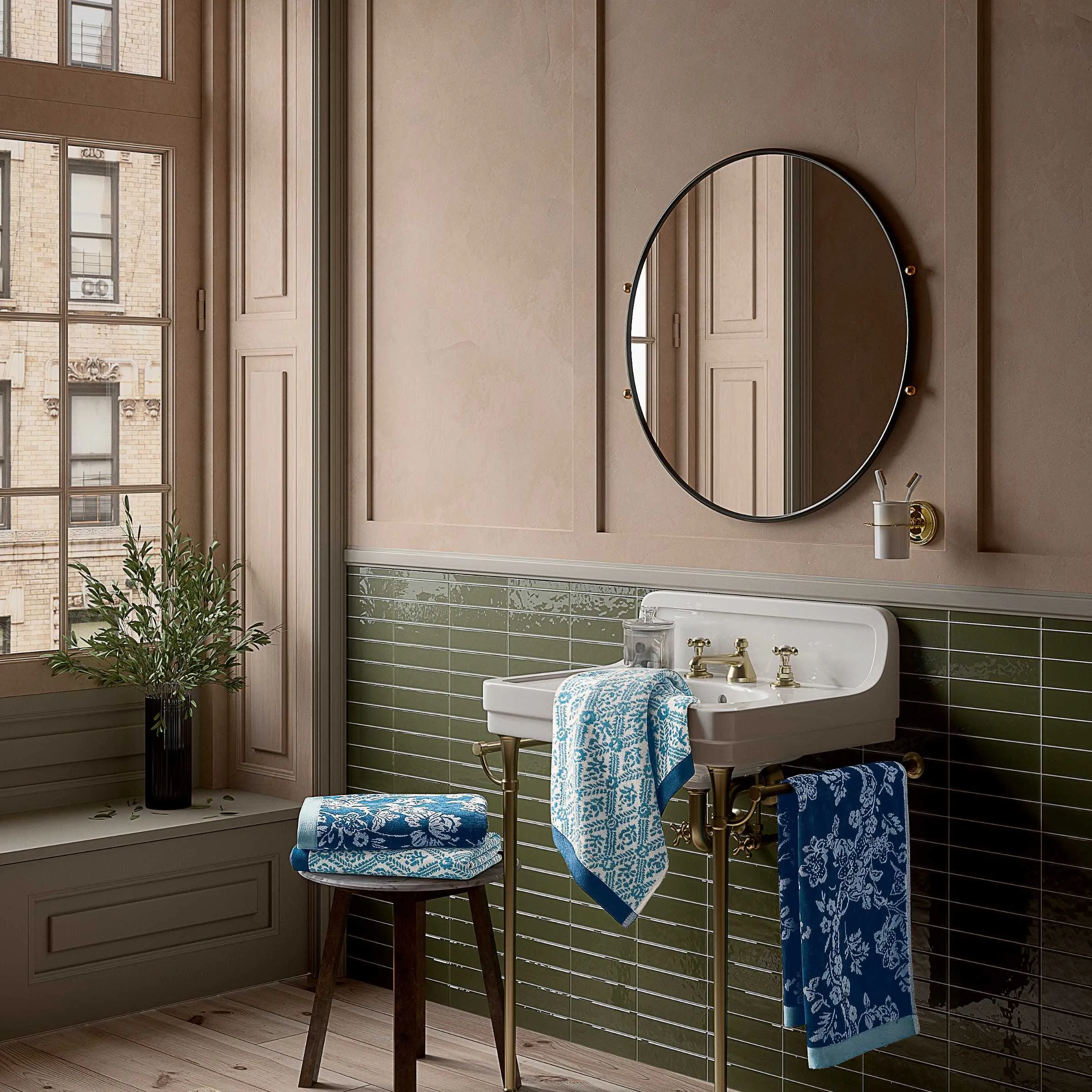 Bath Sheet with Trellis Pattern - Turquoise