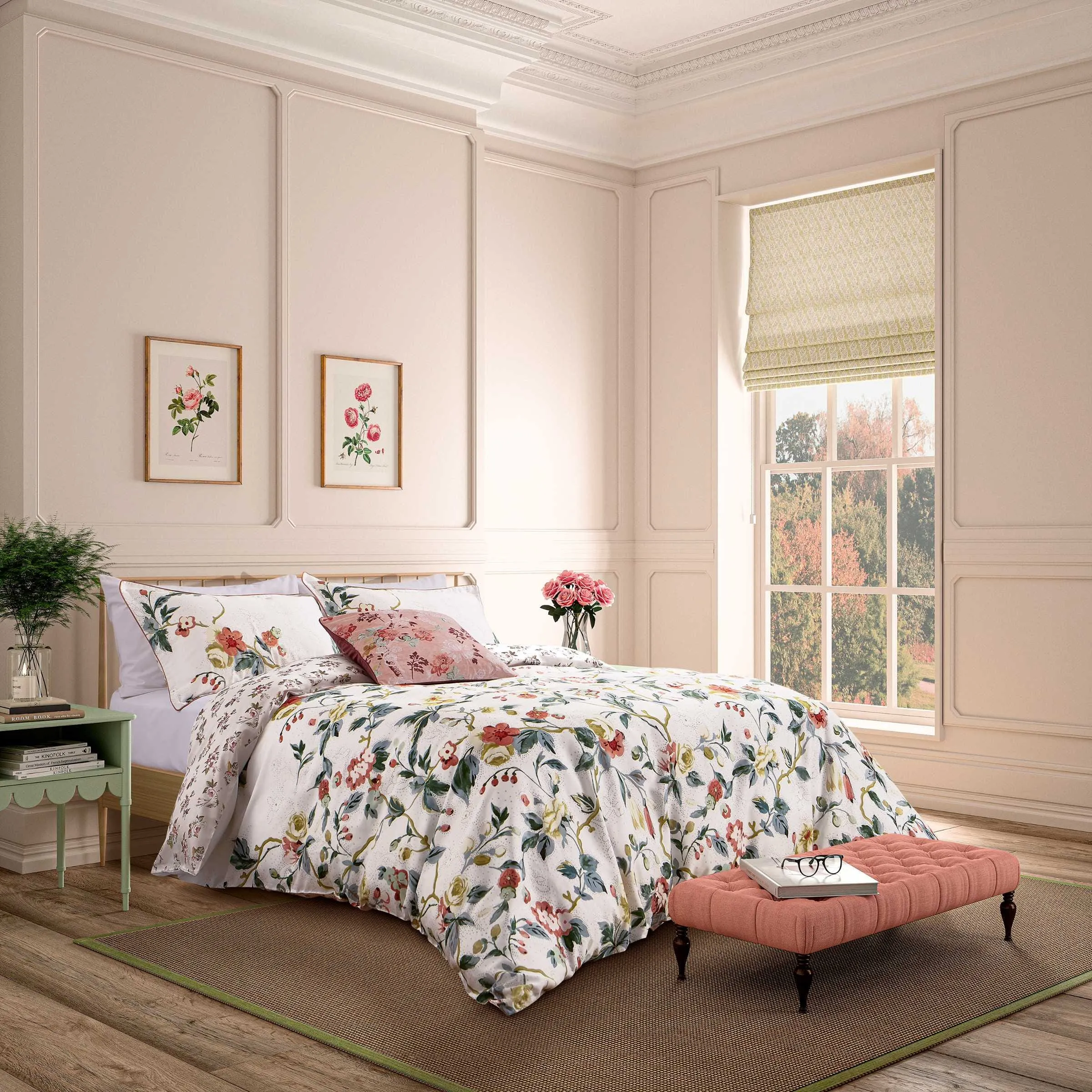 Double Duvet Cover Set Floral - Pink