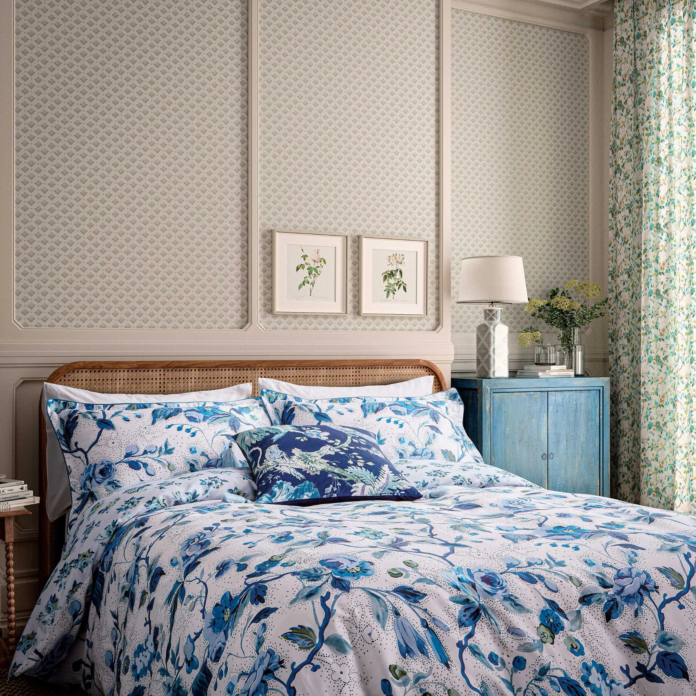 Double Duvet Cover Set Floral - Woad