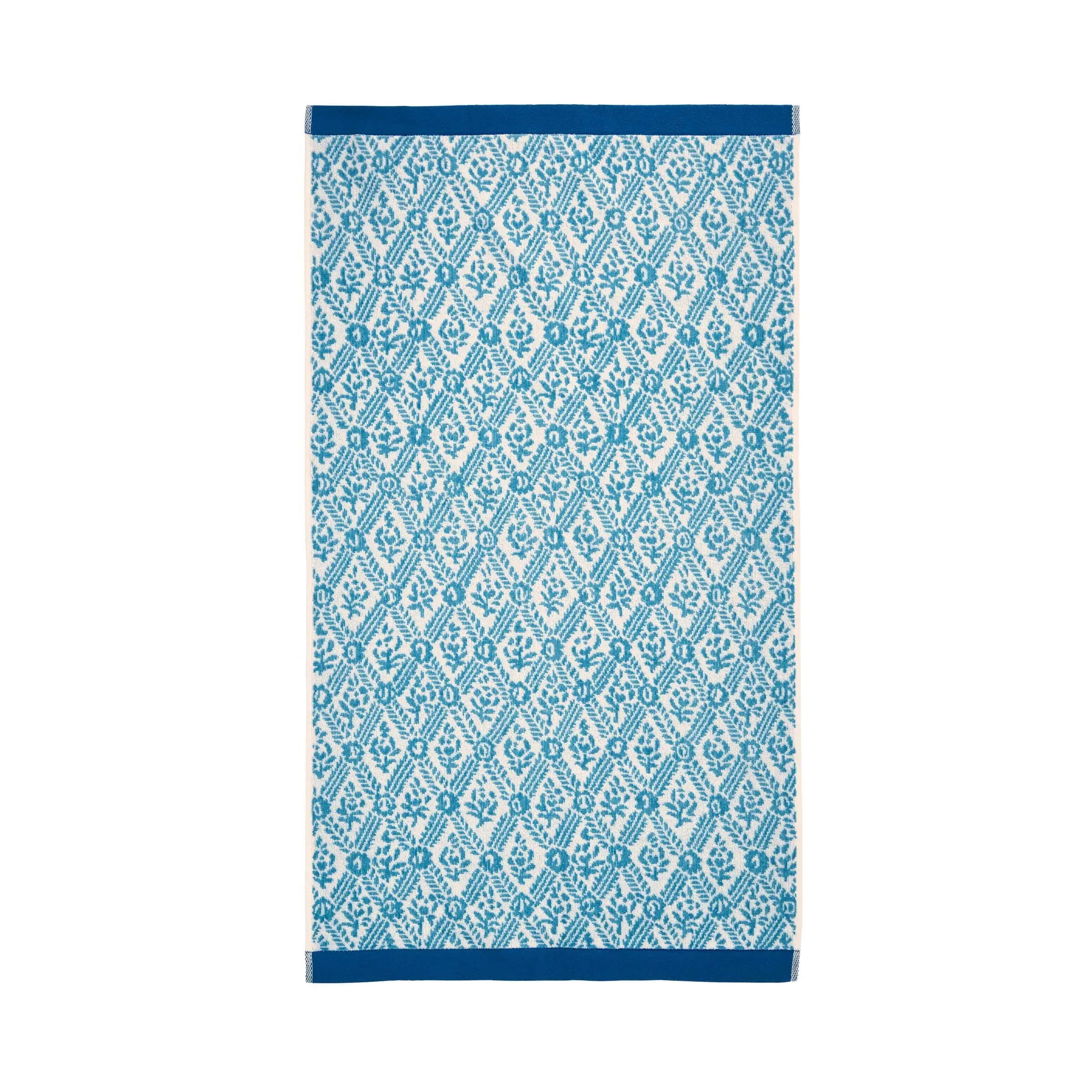 Hand Towel with Trellis Pattern - Turquoise