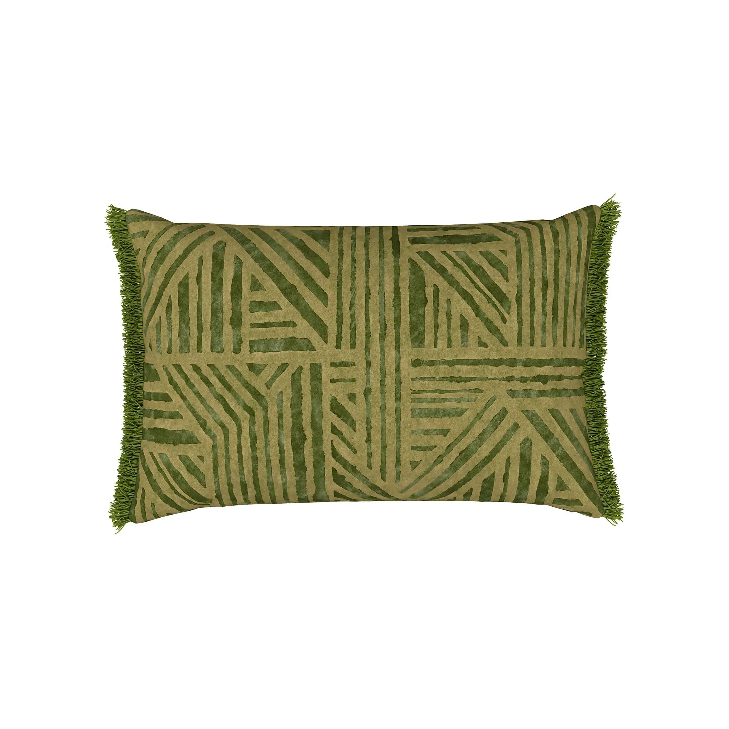 Crater Rectangle Cushion with Fringe Trim - Jade, Cotton product