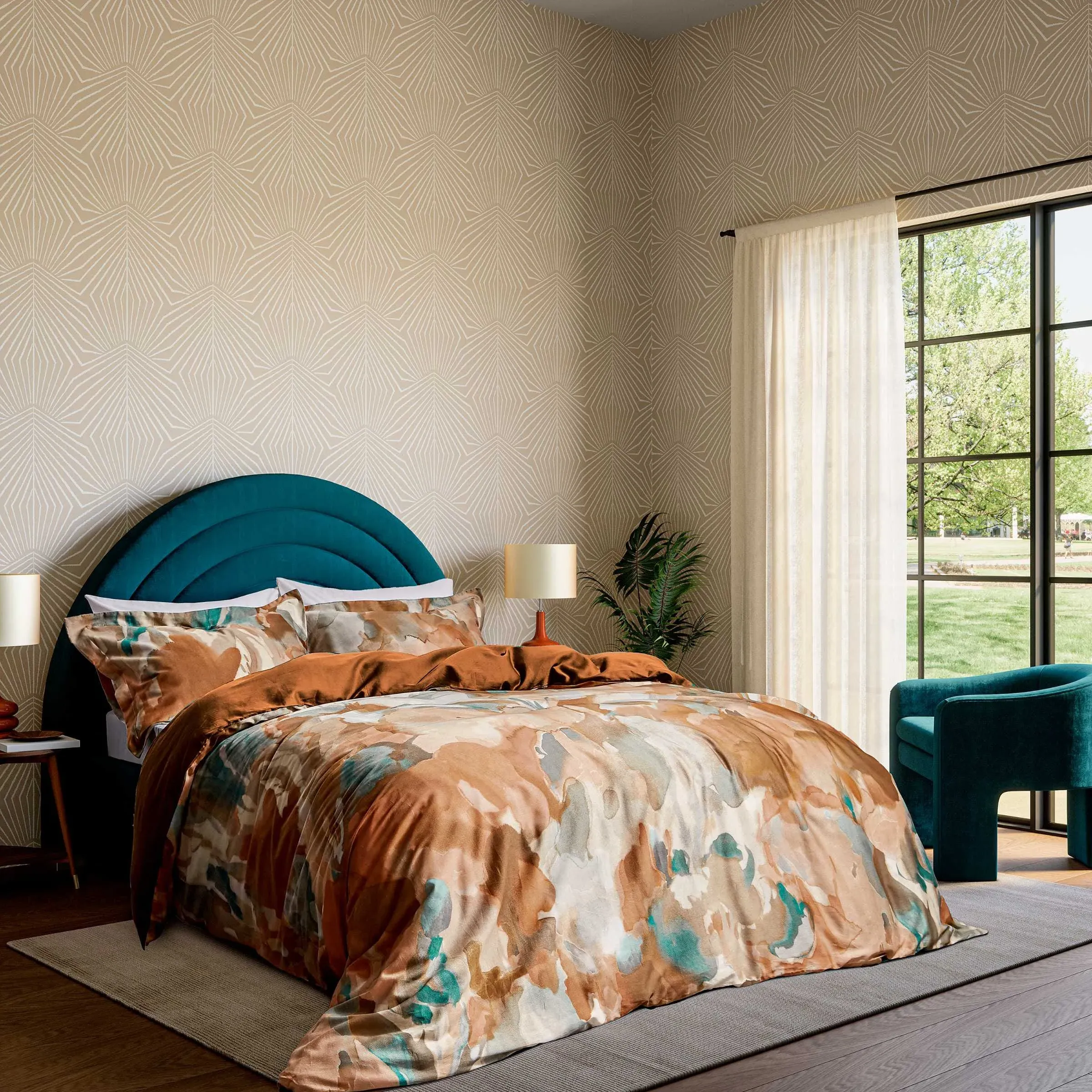 Double Duvet Cover Set - Terracotta, Cotton