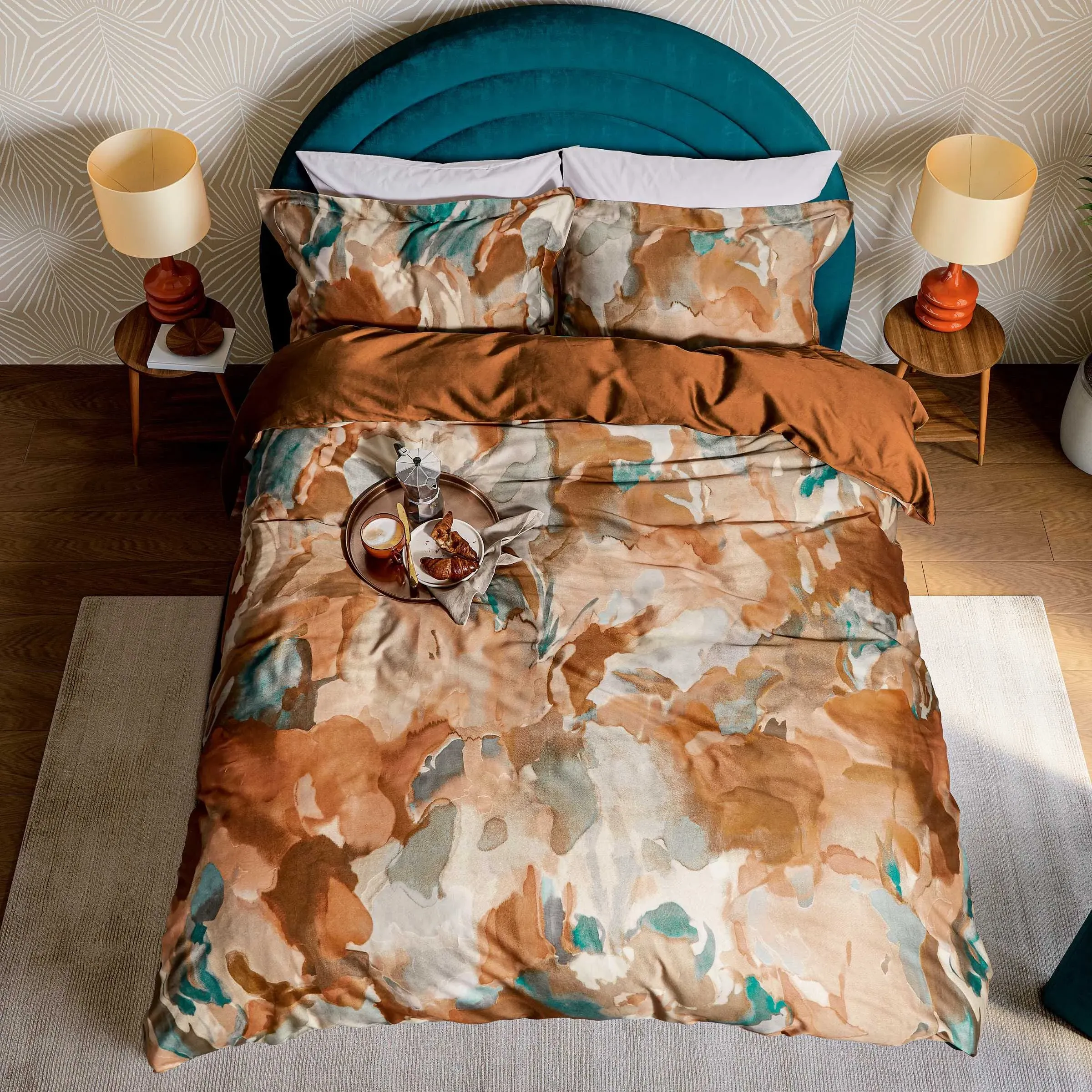 Double Duvet Cover Set - Terracotta, Cotton image