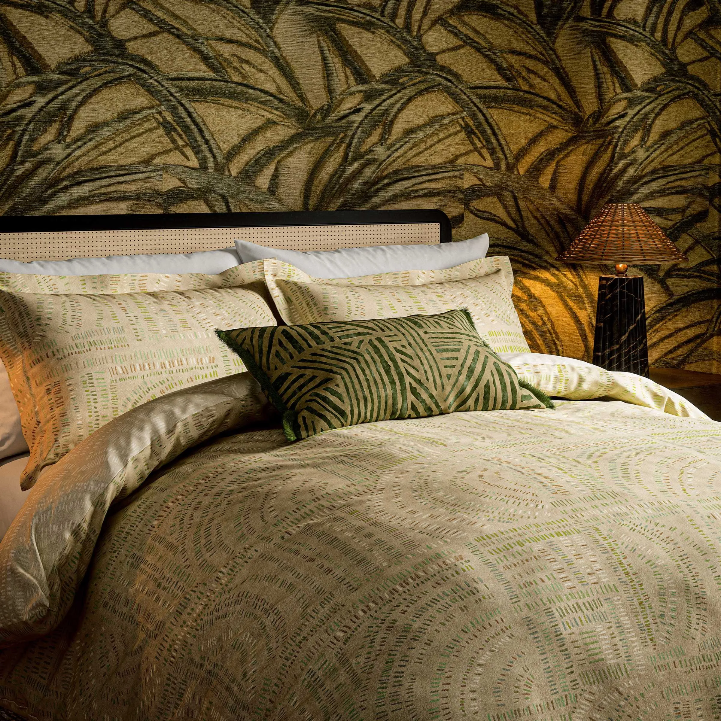 Frescoes Single Duvet Cover Set - Sandstone & Olivine, Cotton product