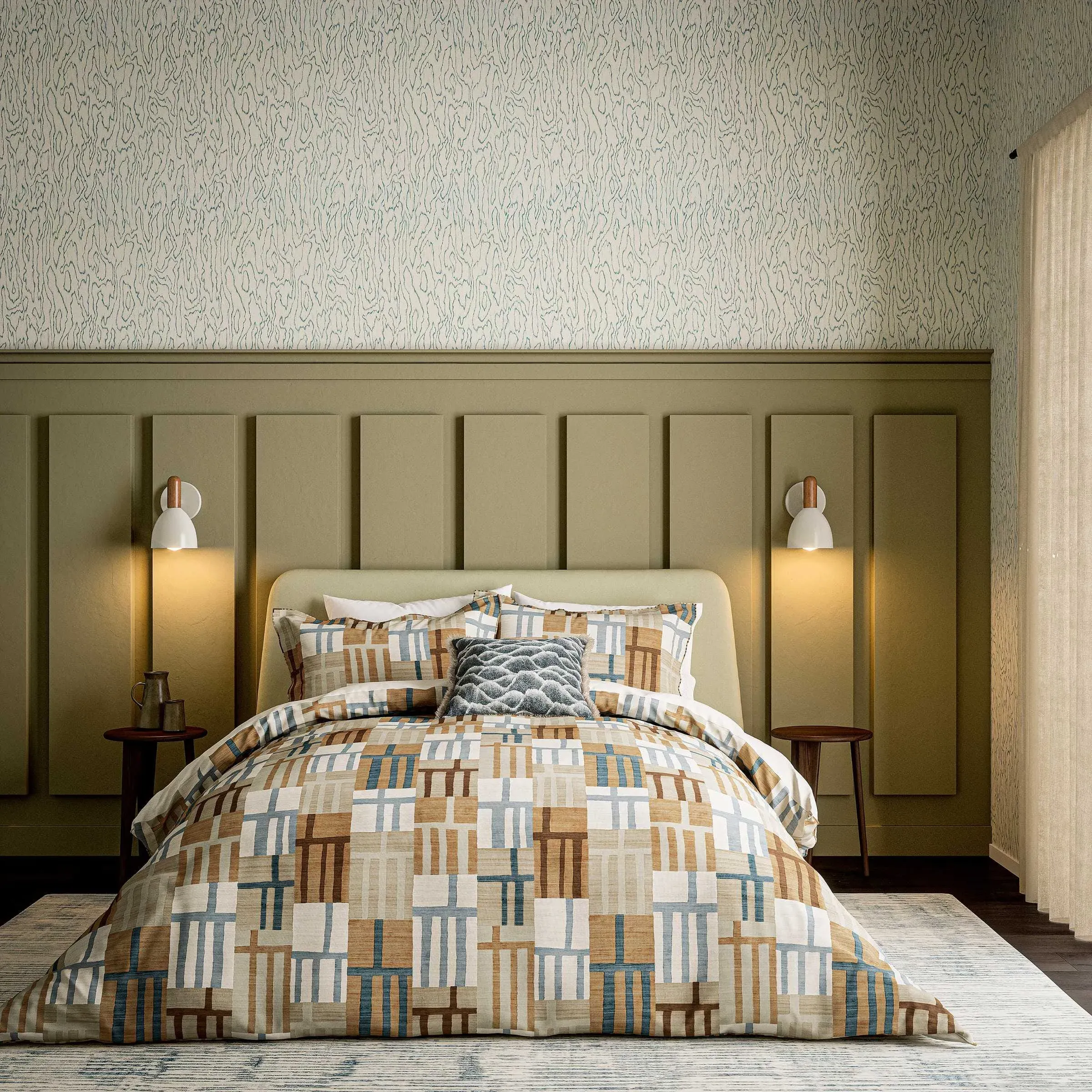 Monolith Single Duvet Cover Set - Amber & Sky, Cotton alternate view