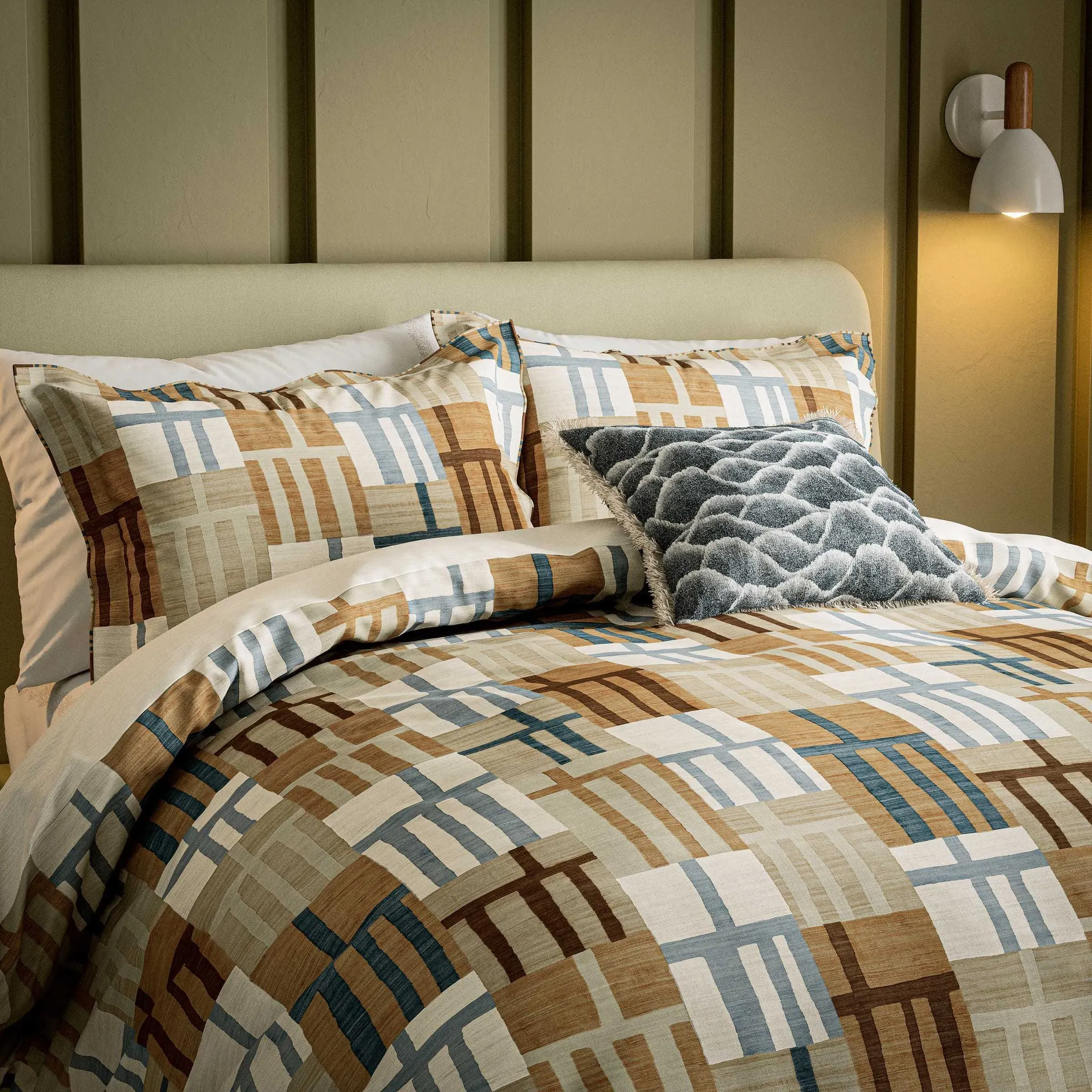 Monolith Single Duvet Cover Set - Amber & Sky, Cotton product