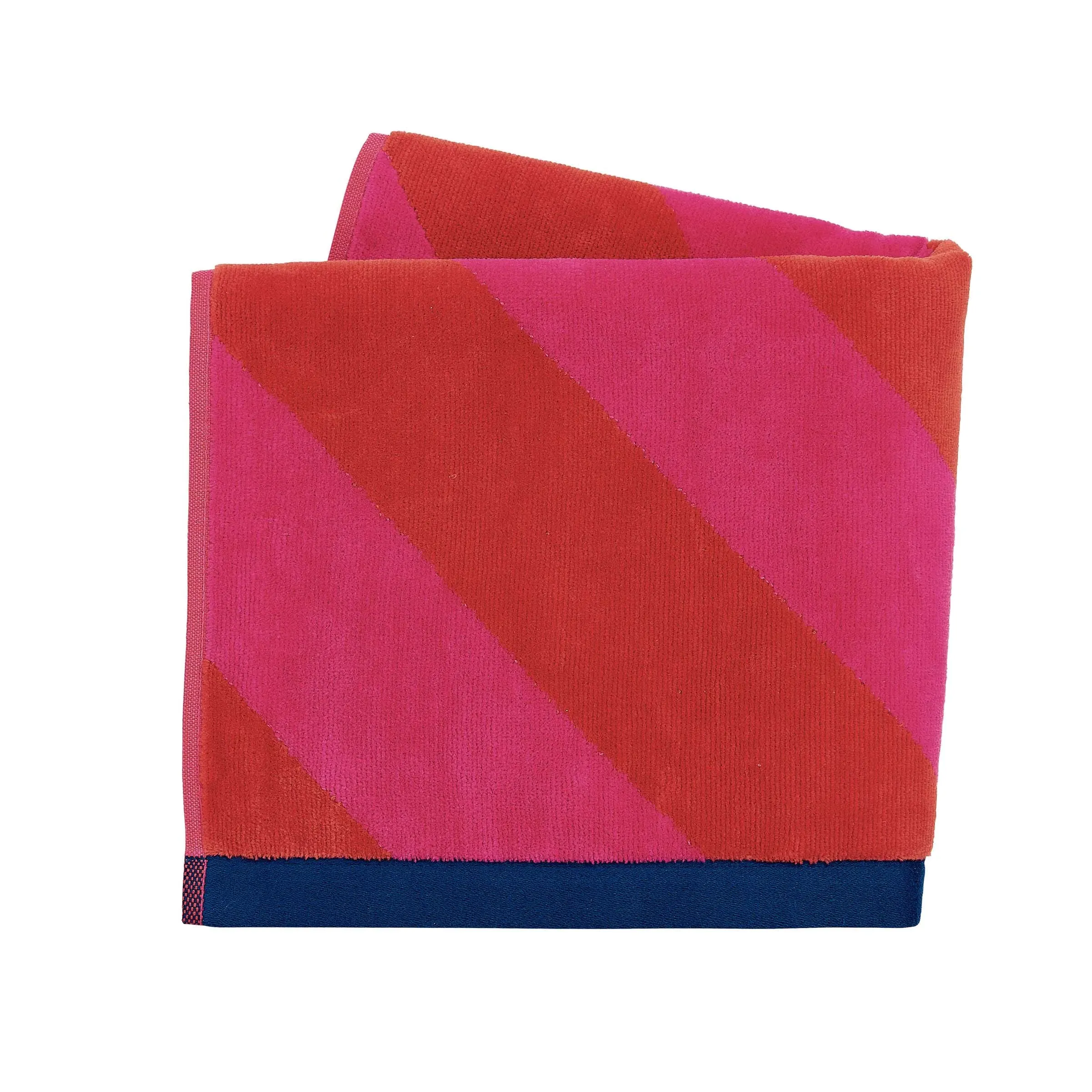 Paper Straw Stripe Hand Towel - Ruby & Coral, Cotton product