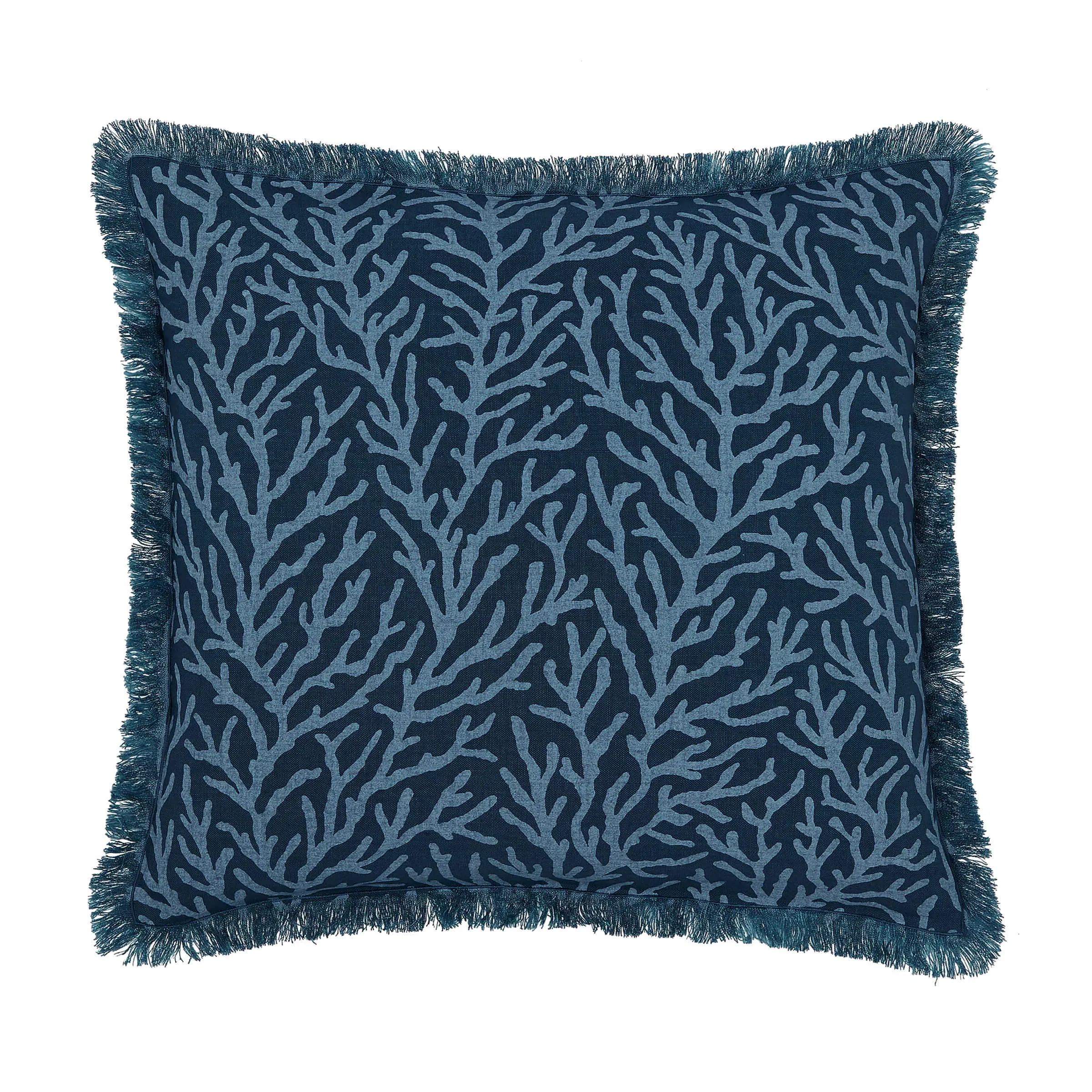 Square Cushion Coral Print - Exhale, Cotton Linen image