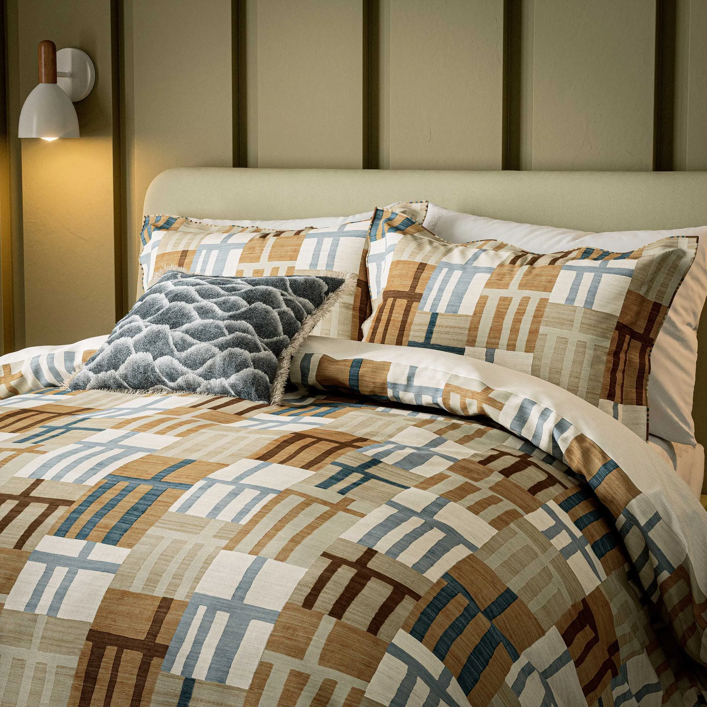 Zuni Square Cushion with Fringing - Sapphire, Cotton alternate view