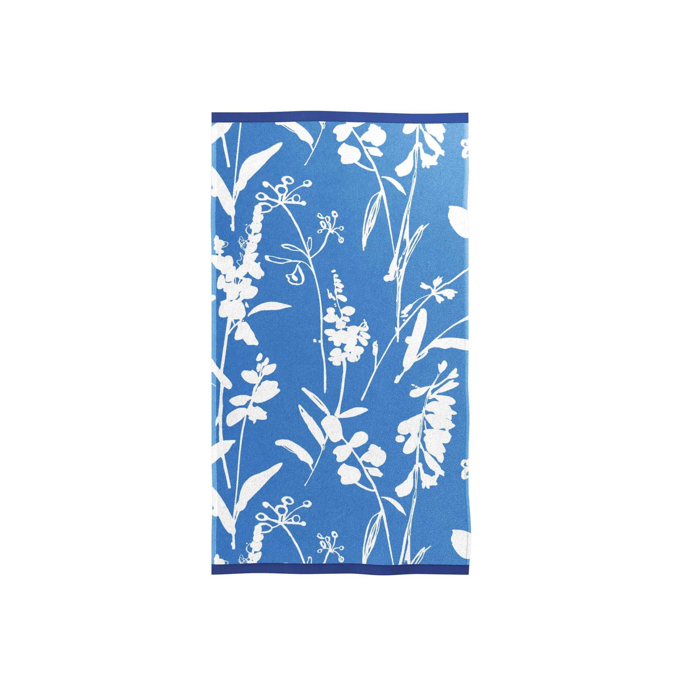 Bath Sheet with Floral Pattern - Blue, Cotton image