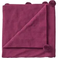 Pom Pom Knitted Throw - Fuchsia, Chunky Knit