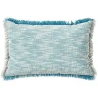 Rectangular Cushion with Fringe - Turquoise, Cotton