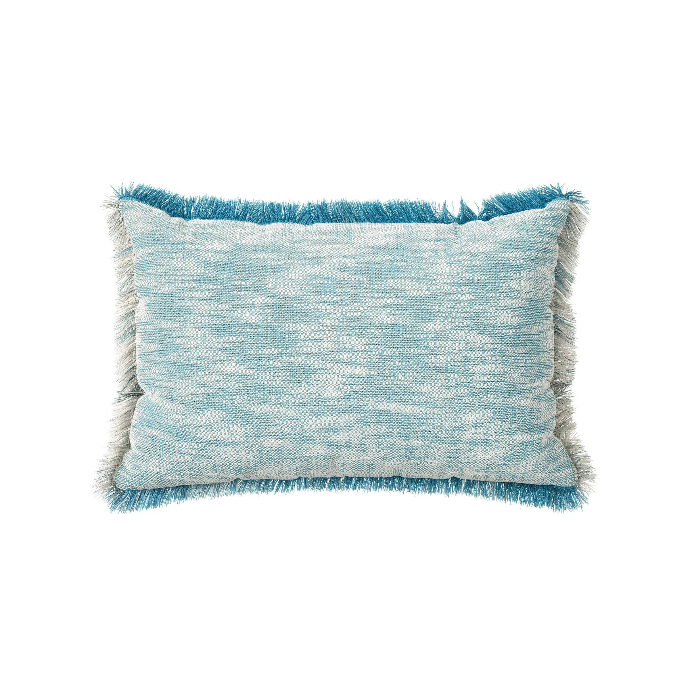 Rectangular Cushion with Fringe - Turquoise, Cotton