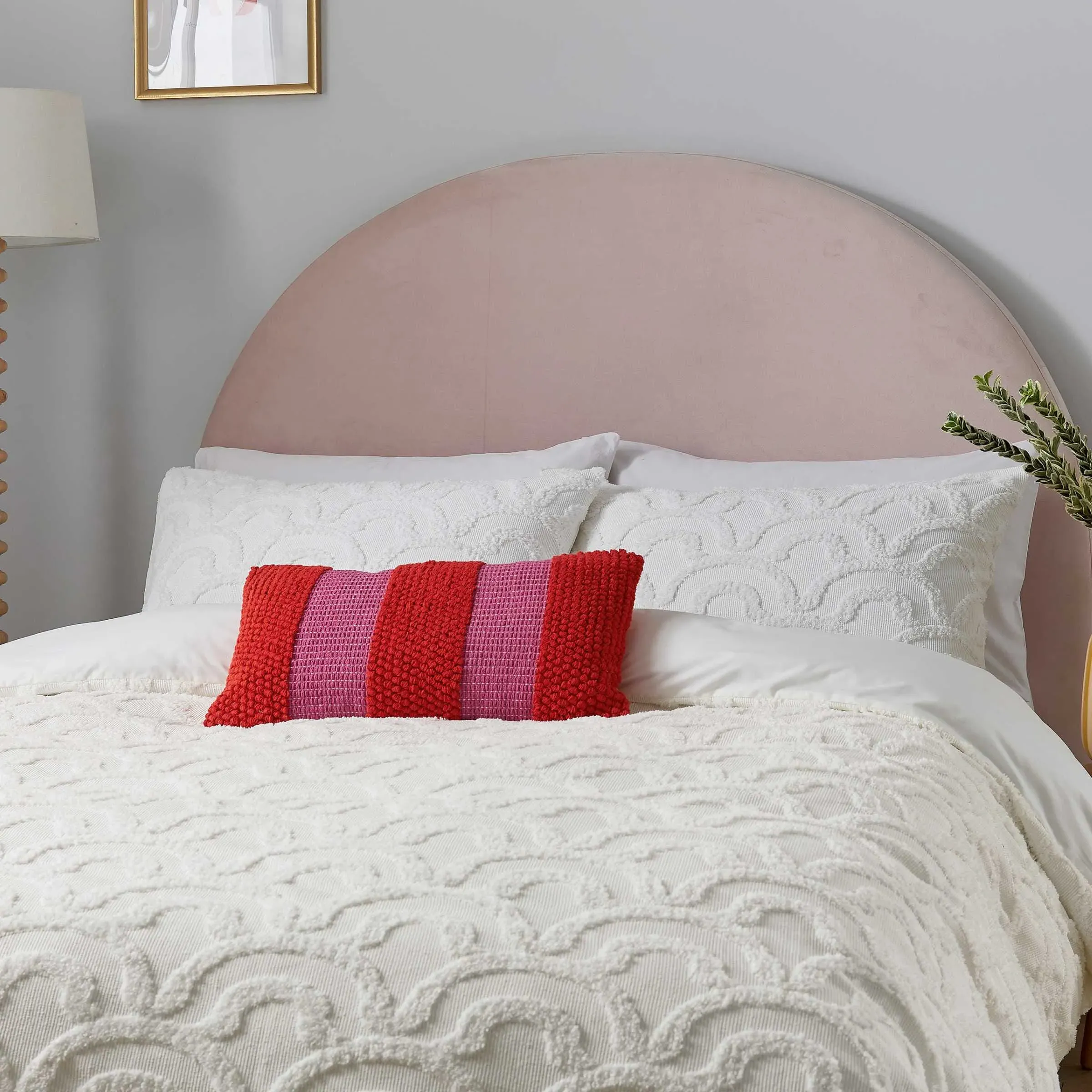 Single Duvet Cover Set Tufted - White, Polyester image