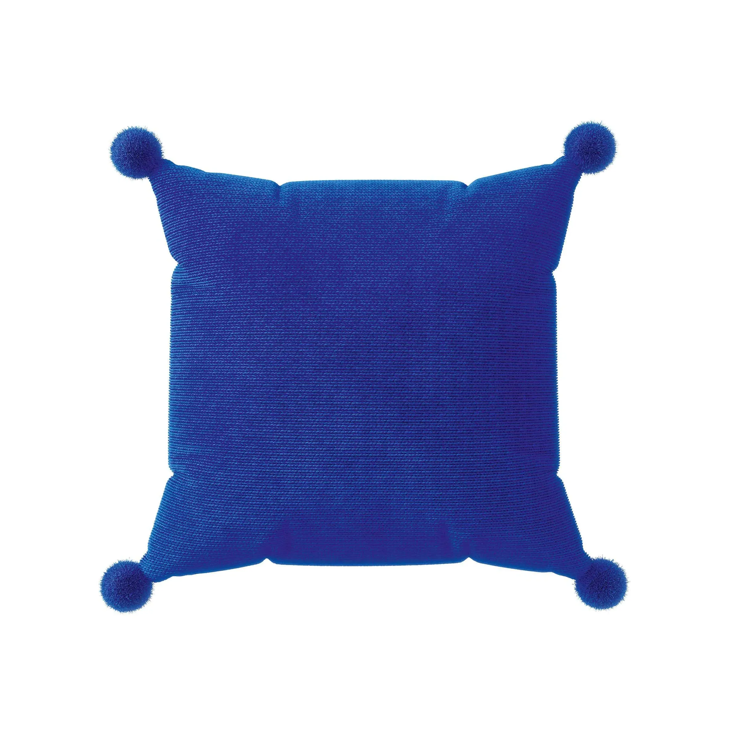 Square Pom Pom Cushion - Dark Blue, Chunky Knit image