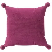 Square Pom Pom Cushion - Fuchsia, Chunky Knit