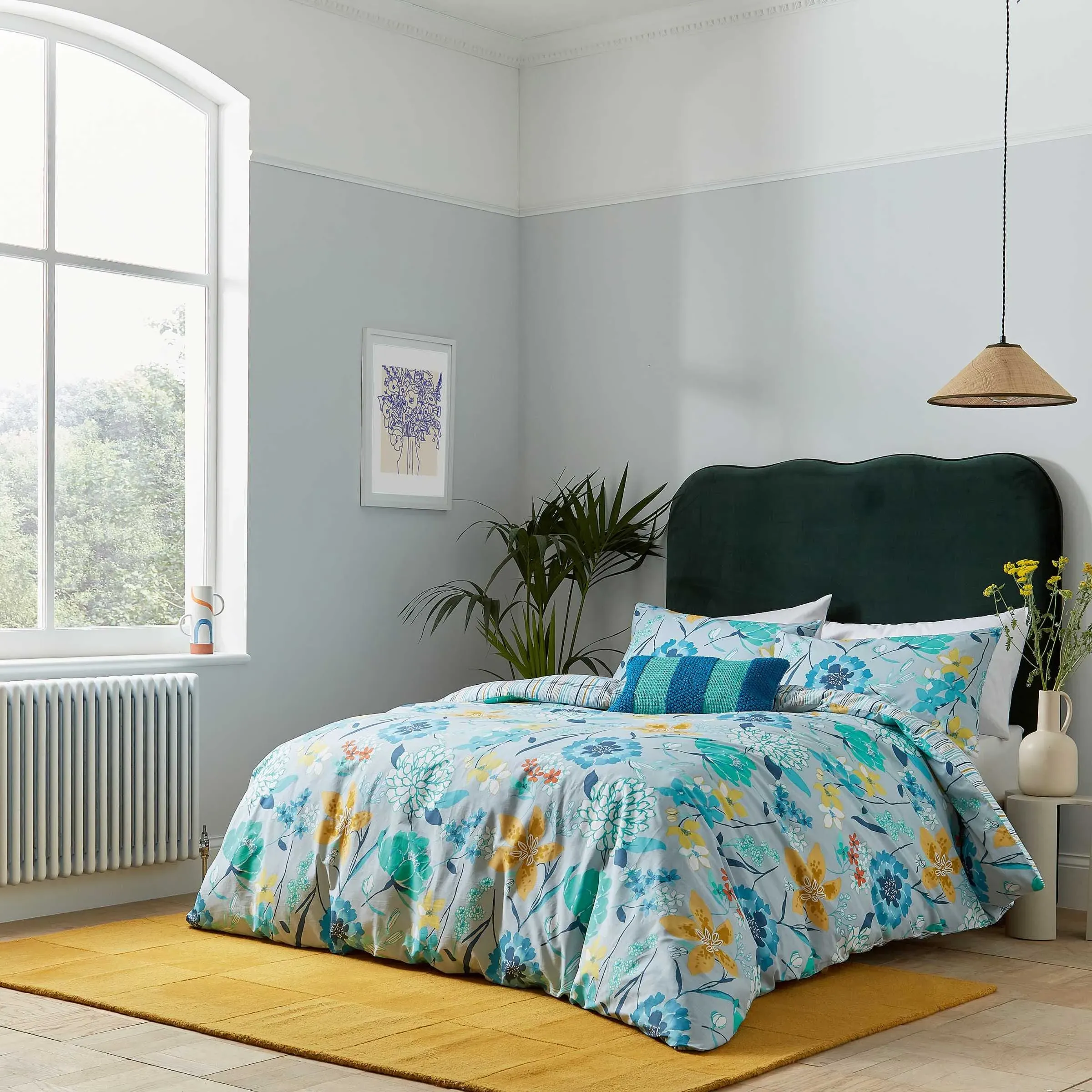 Super King Duvet Cover Set - Blue, Cotton