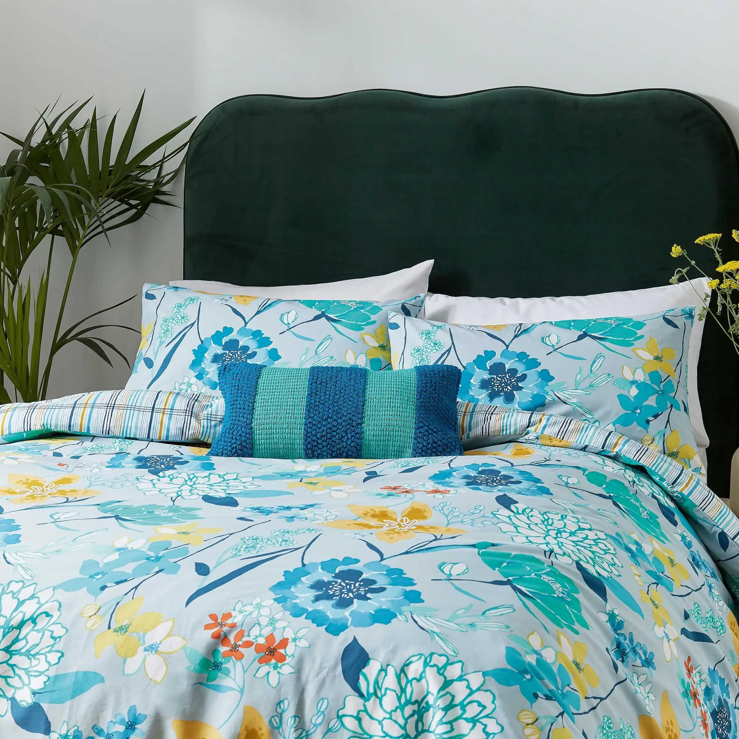 Super King Duvet Cover Set - Blue, Cotton image