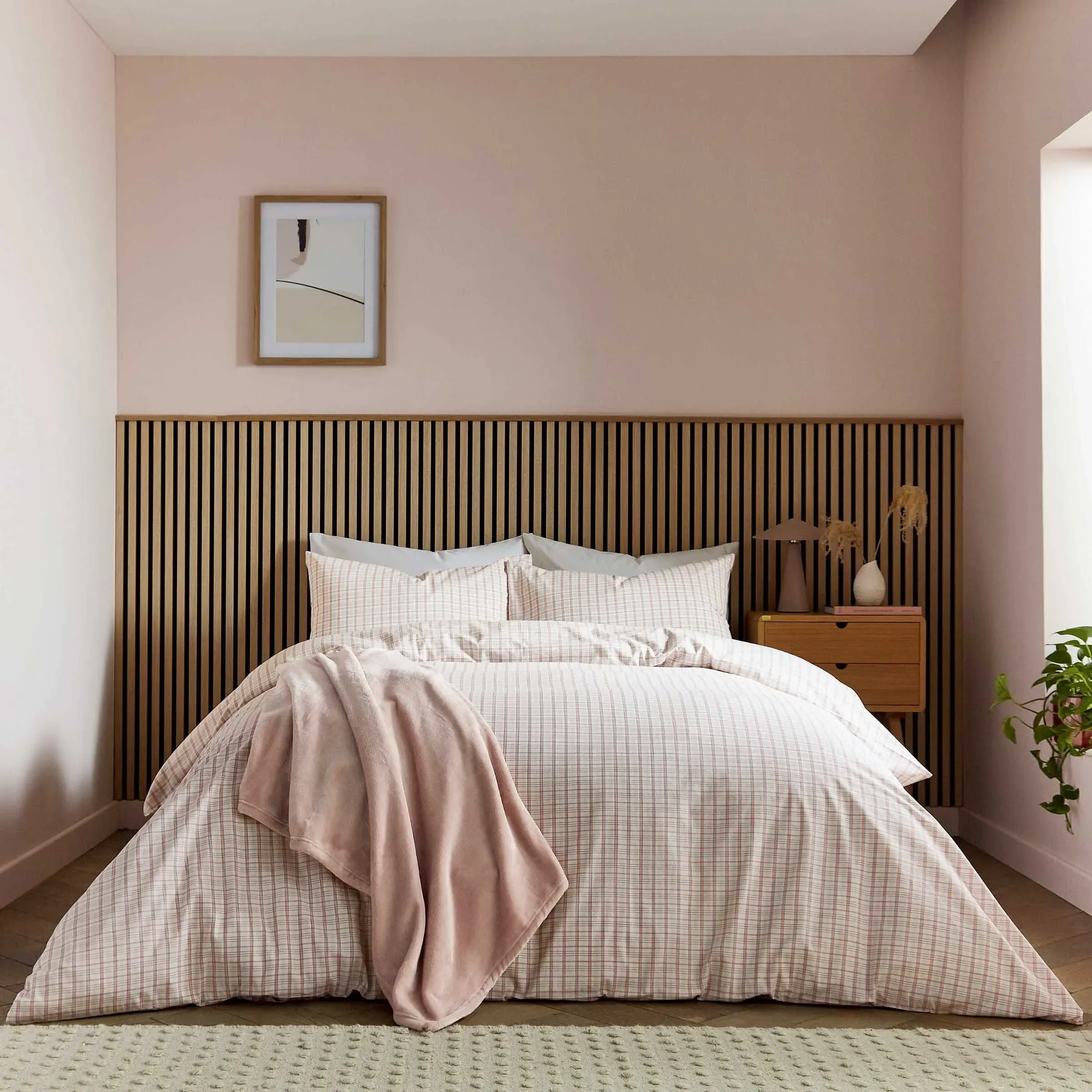 Tranquil Check Single Duvet Cover Set - Pink alternate view