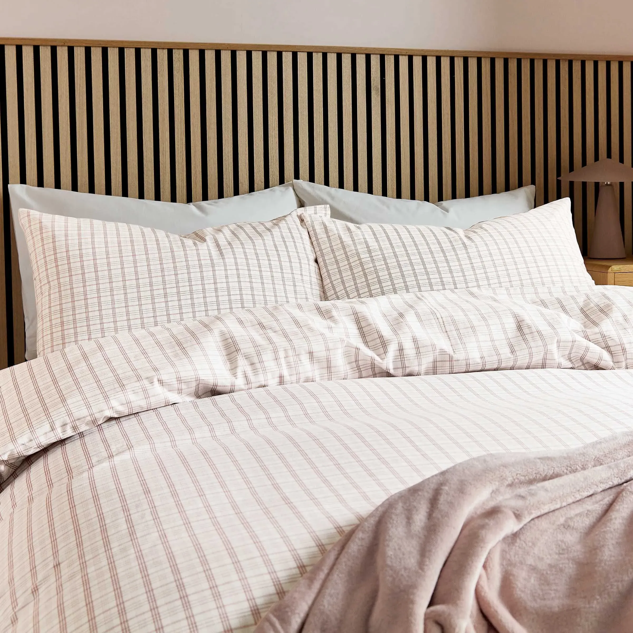 Tranquil Check Single Duvet Cover Set - Pink product