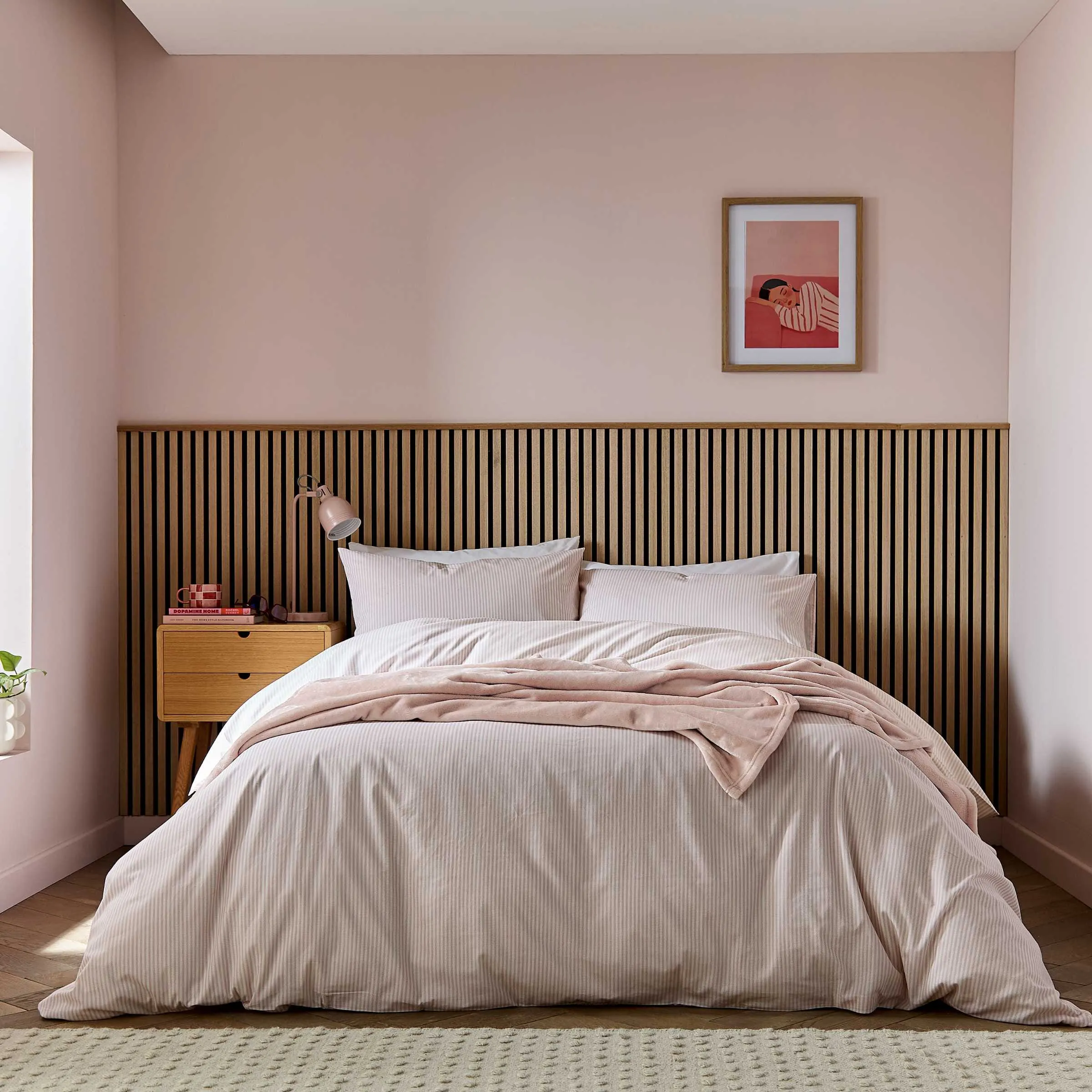 Twill Stripe Single Duvet Cover Set - Pink alternate view