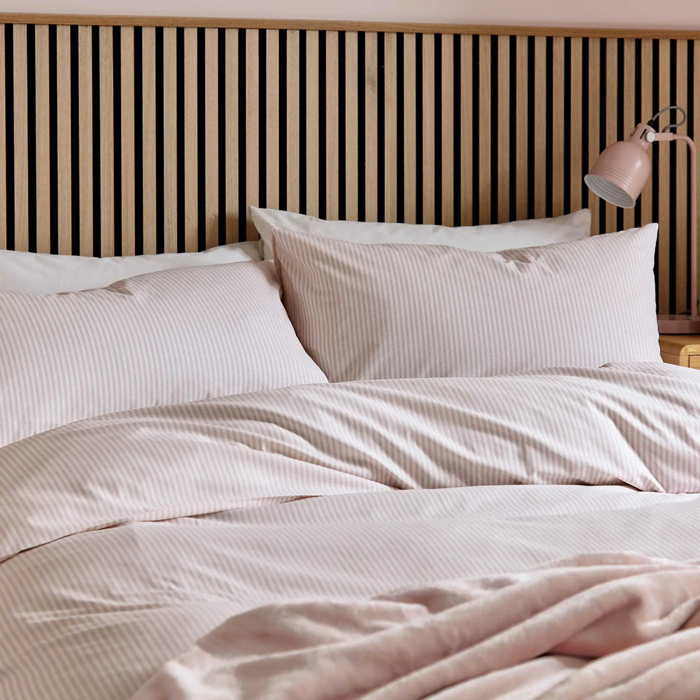 Twill Stripe Single Duvet Cover Set - Pink product