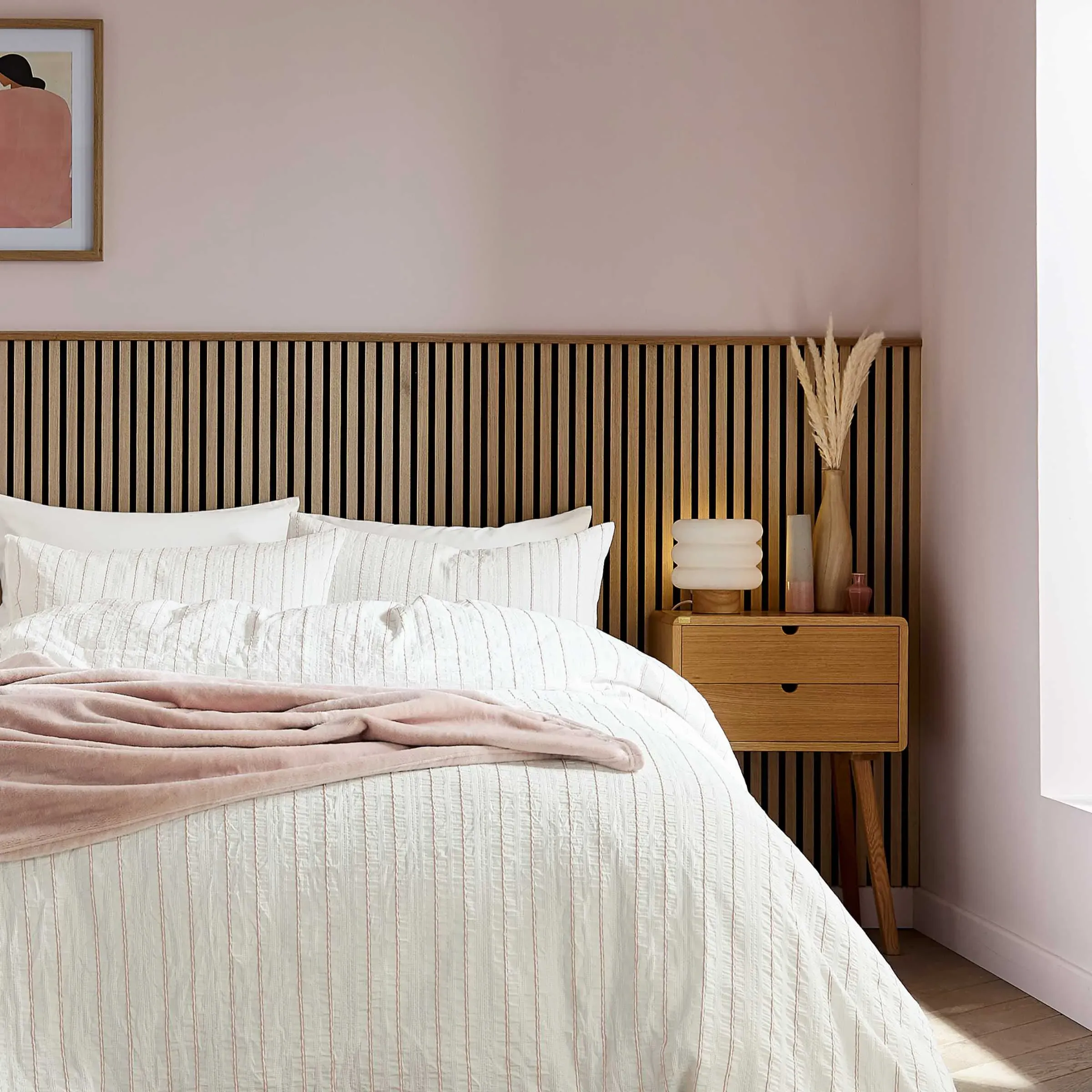Waffle Stripe Single Duvet Cover Set - Pink product