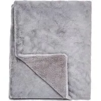 Cosy Throw with Sherpa Fleece - Grey, Faux Fur