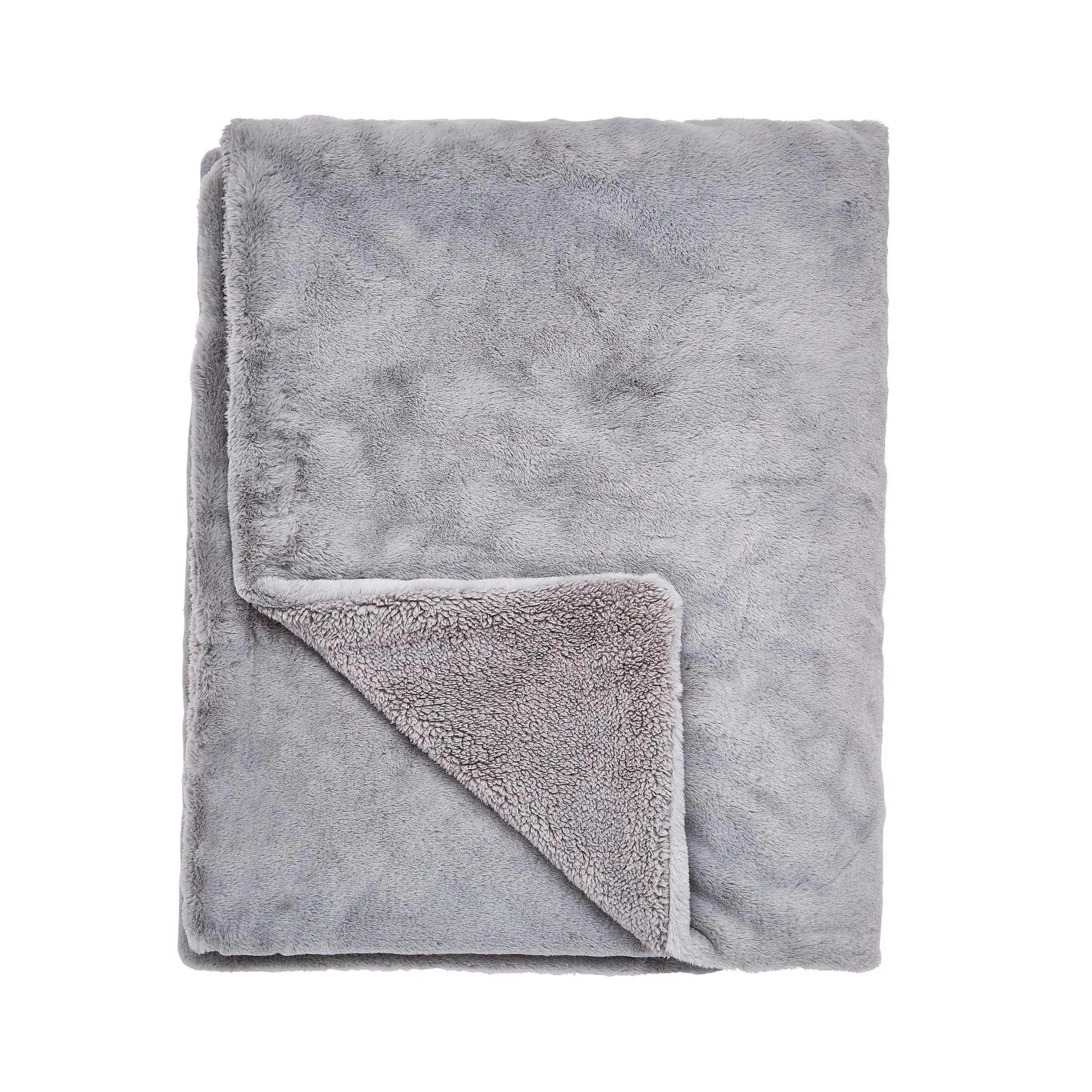Cosy Throw with Sherpa Fleece - Grey, Faux Fur image
