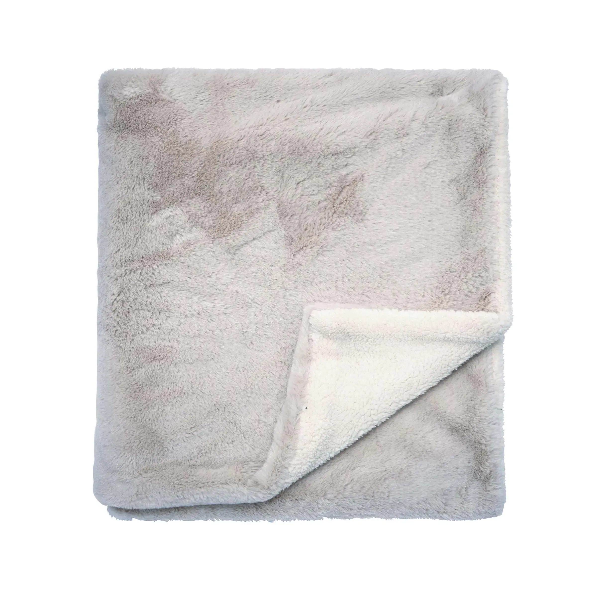 Cosy Throw with Sherpa Fleece - Linen, Faux Fur