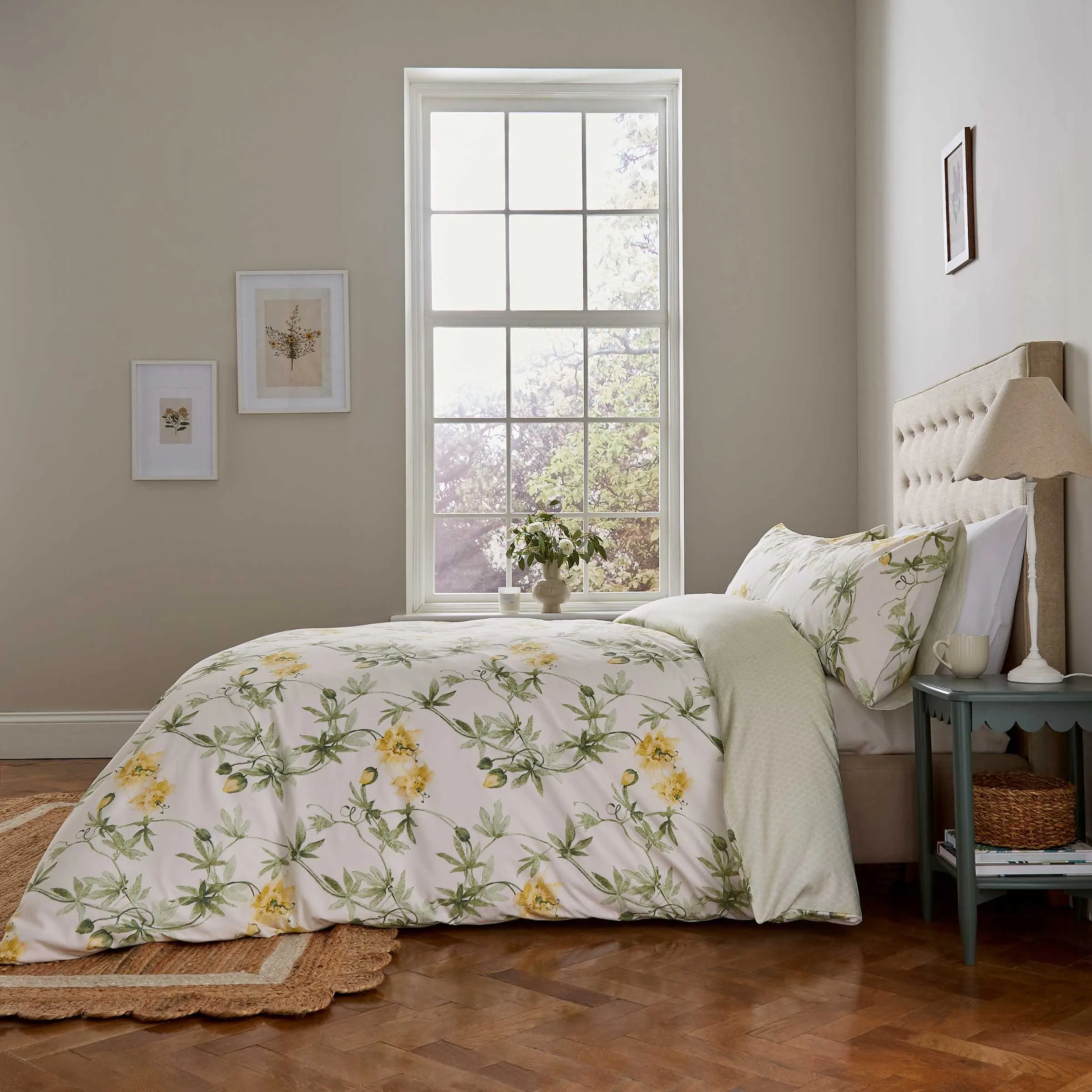 Double Duvet Cover Set - Primrose & Soft Green